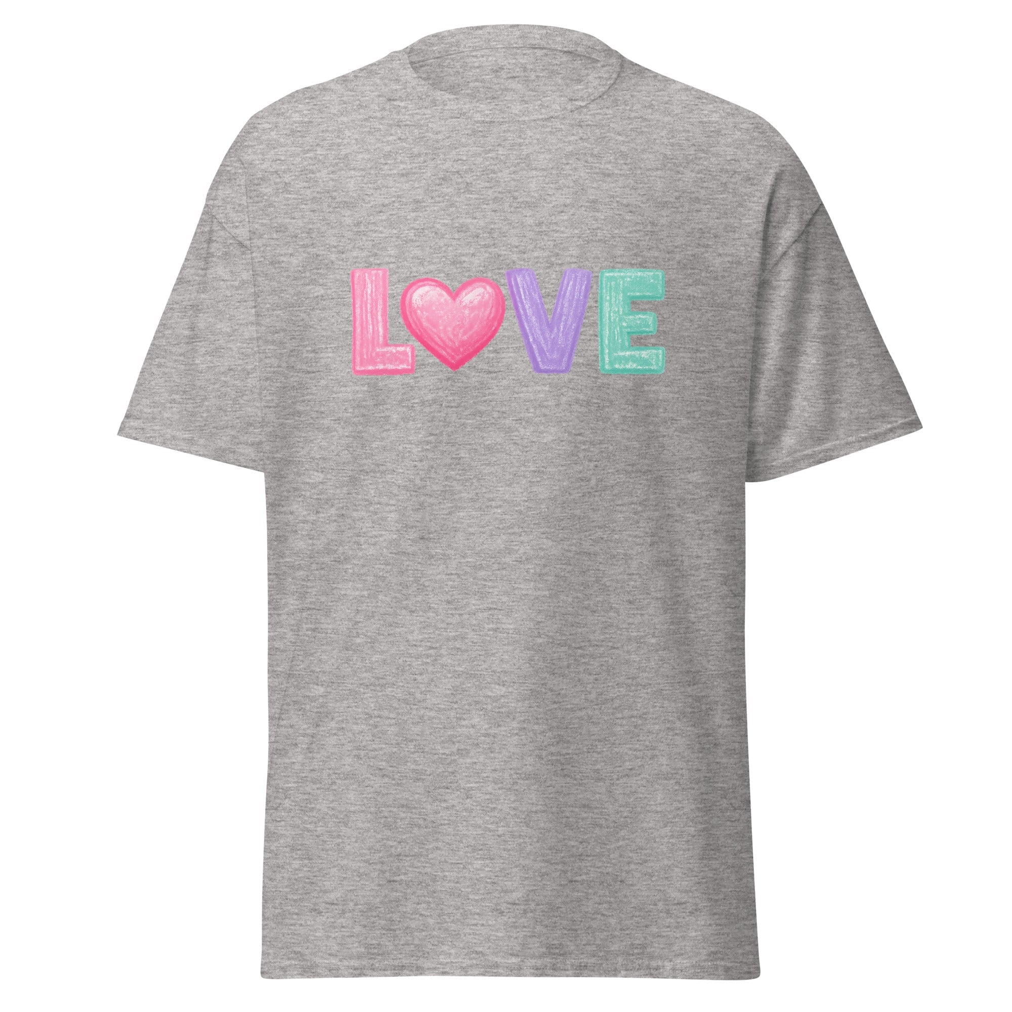 Love Chalk Heart T-Shirt | Pastel Valentine Design | Basic - Bluegrass Elite Apparel LLC