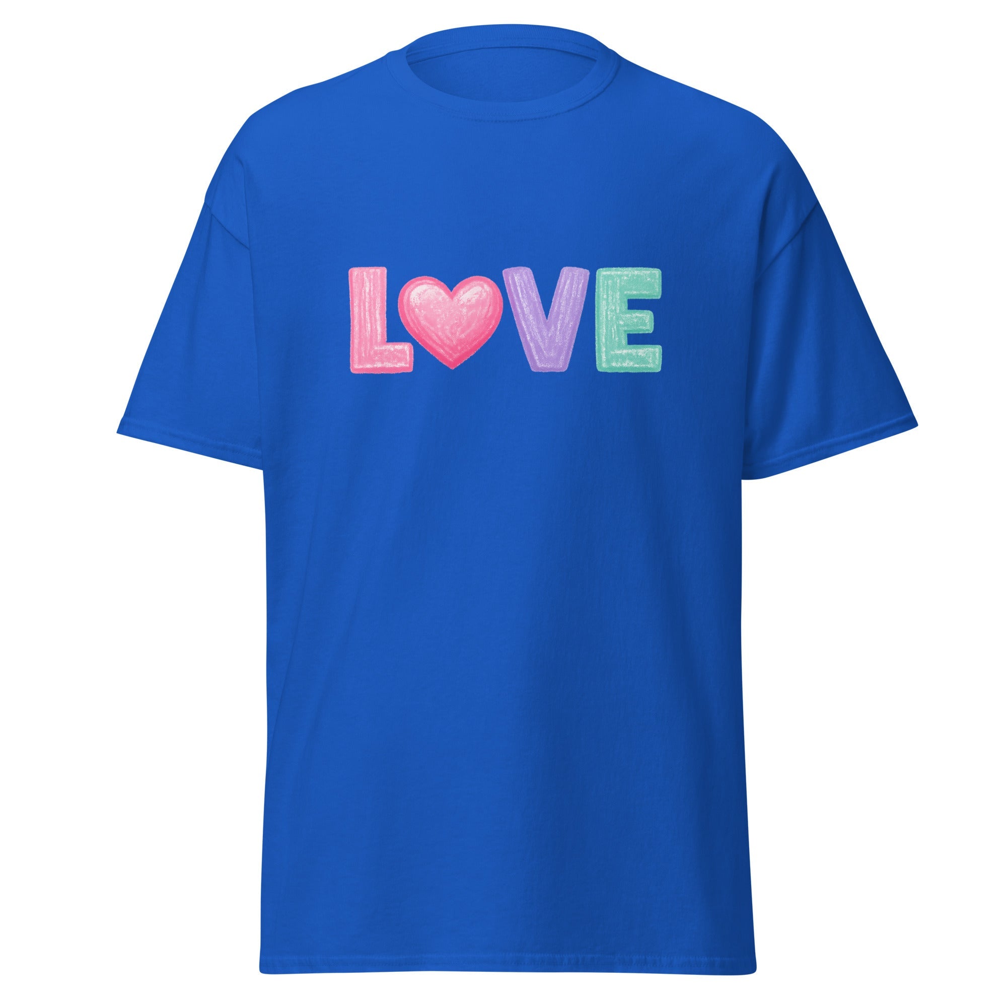 Love Chalk Heart T-Shirt | Pastel Valentine Design | Basic - Bluegrass Elite Apparel LLC