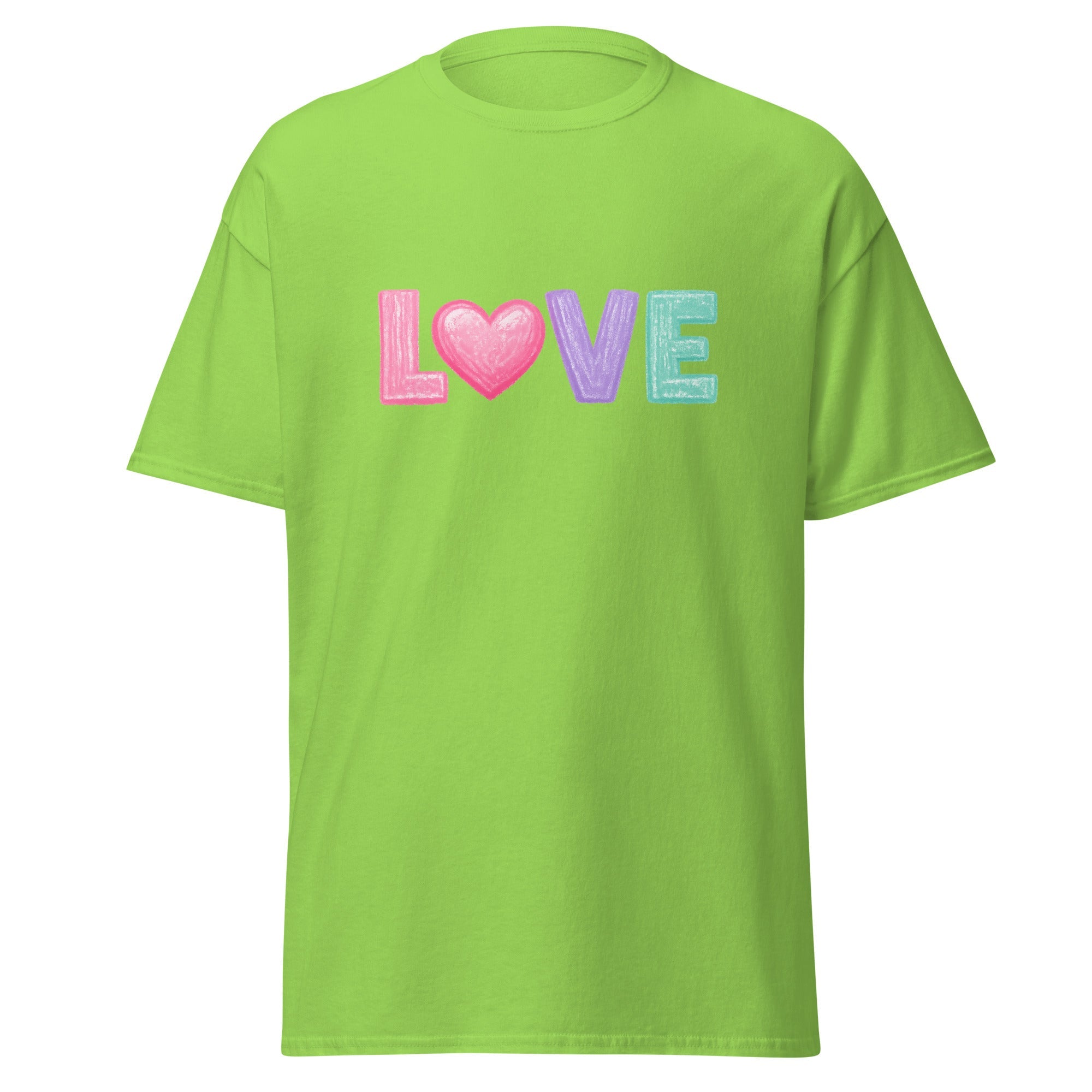 Love Chalk Heart T-Shirt | Pastel Valentine Design | Basic - Bluegrass Elite Apparel LLC