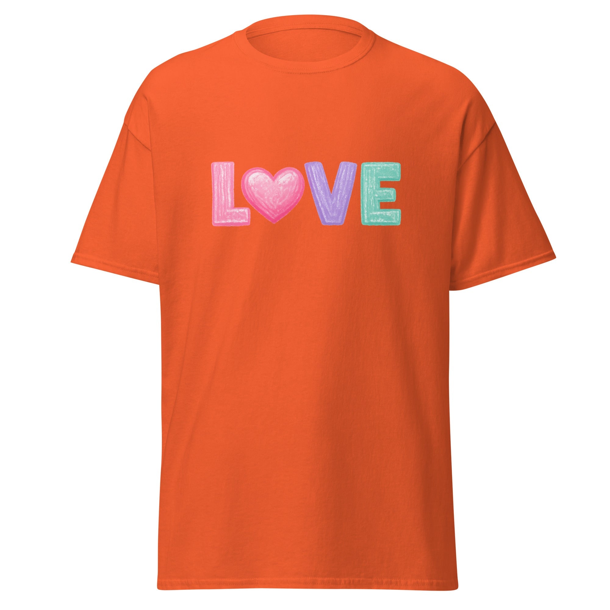 Love Chalk Heart T-Shirt | Pastel Valentine Design | Basic - Bluegrass Elite Apparel LLC