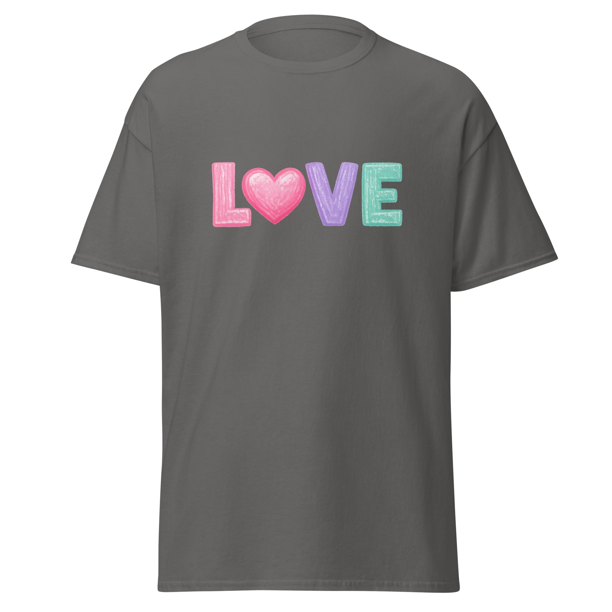 Love Chalk Heart T-Shirt | Pastel Valentine Design | Basic - Bluegrass Elite Apparel LLC