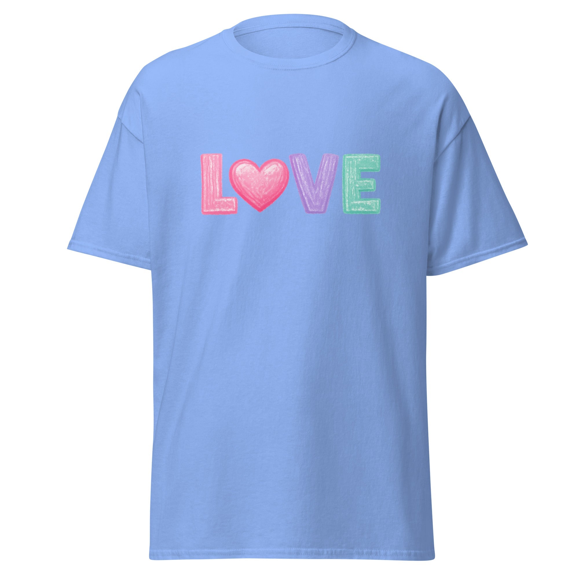 Love Chalk Heart T-Shirt | Pastel Valentine Design | Basic - Bluegrass Elite Apparel LLC