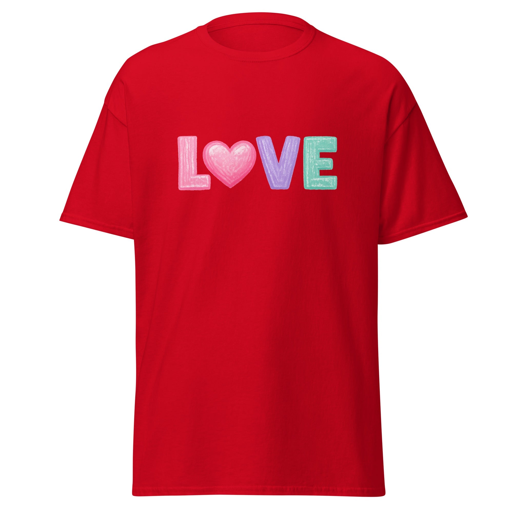 Love Chalk Heart T-Shirt | Pastel Valentine Design | Basic - Bluegrass Elite Apparel LLC