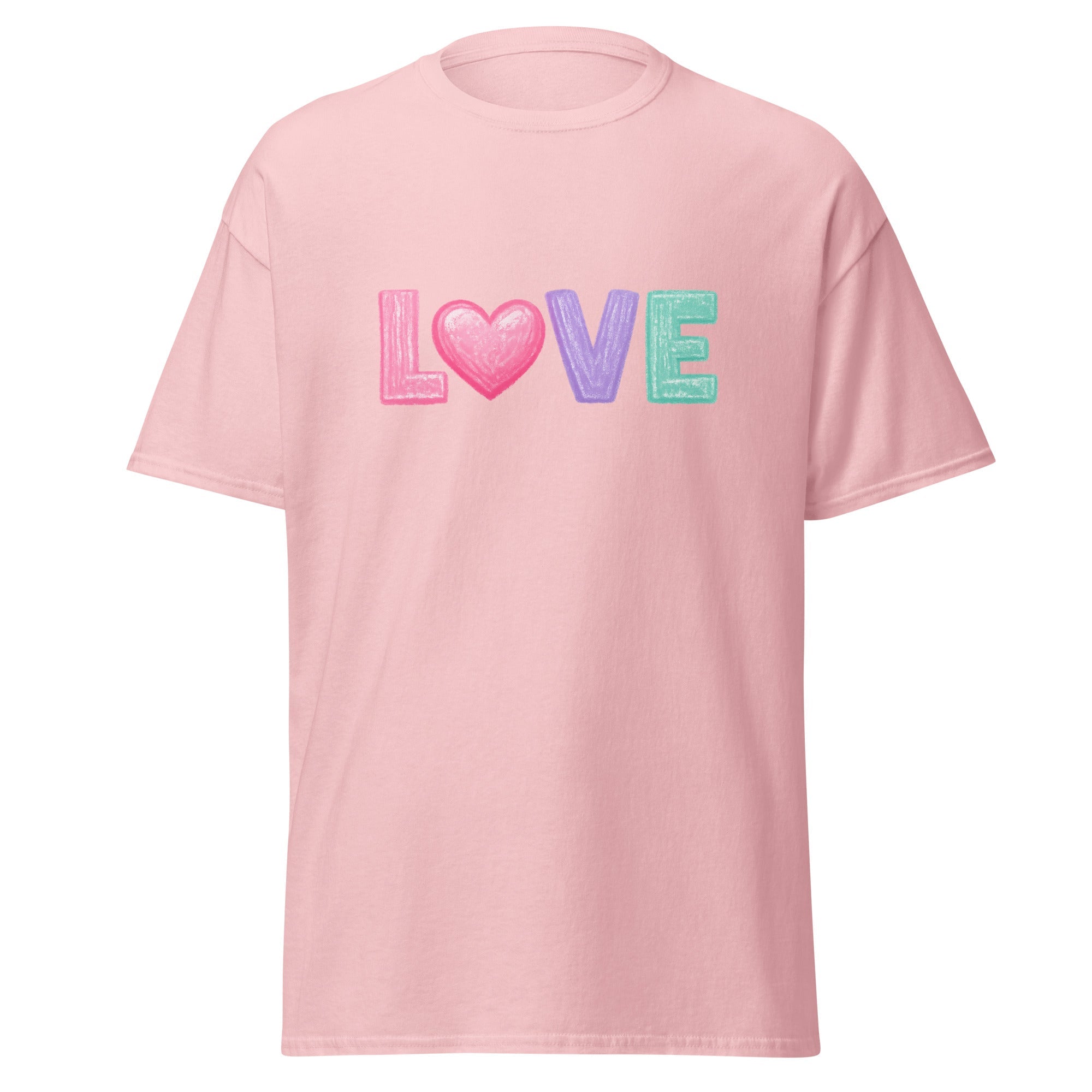 Love Chalk Heart T-Shirt | Pastel Valentine Design | Basic - Bluegrass Elite Apparel LLC