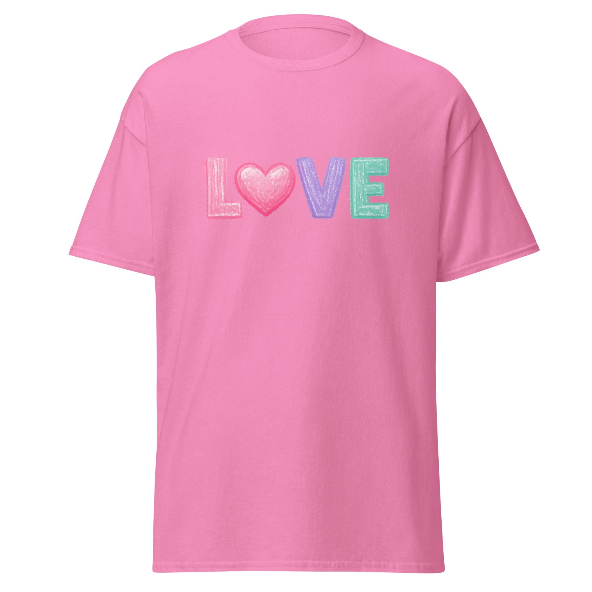 Love Chalk Heart T-Shirt | Pastel Valentine Design | Basic - Bluegrass Elite Apparel LLC