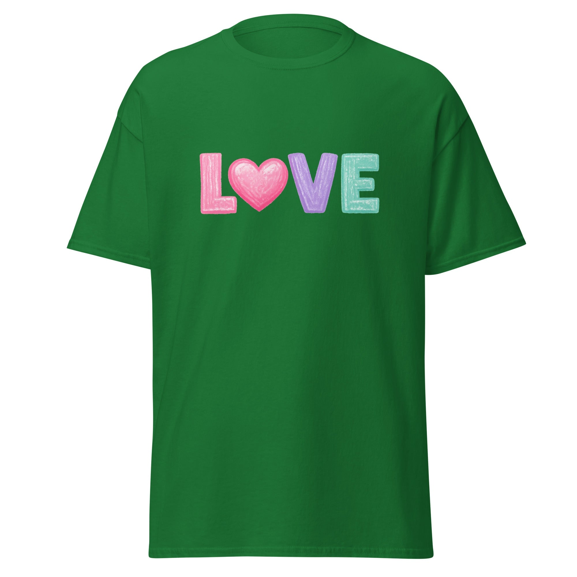 Love Chalk Heart T-Shirt | Pastel Valentine Design | Basic - Bluegrass Elite Apparel LLC