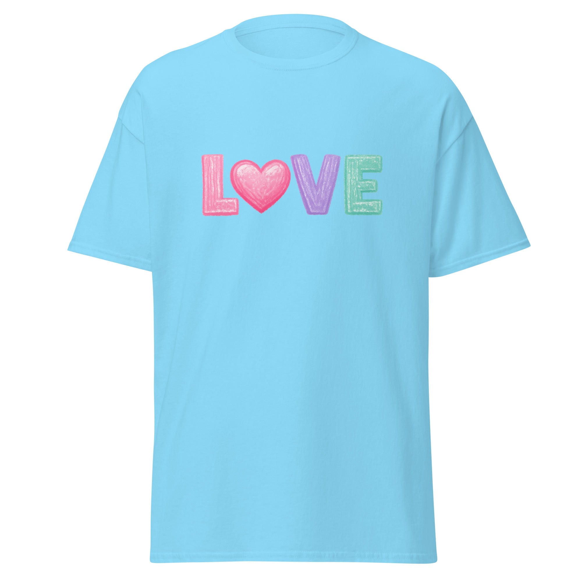 Love Chalk Heart T-Shirt | Pastel Valentine Design | Basic - Bluegrass Elite Apparel LLC