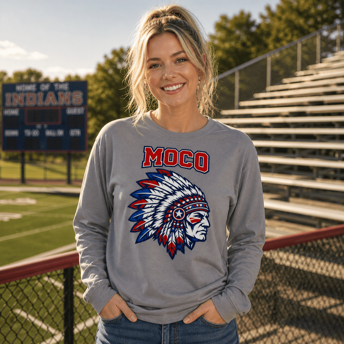 MOCO Chief Graphic Long Sleeve Tee | Classic Cotton Design - Bluegrass Elite Apparel LLC