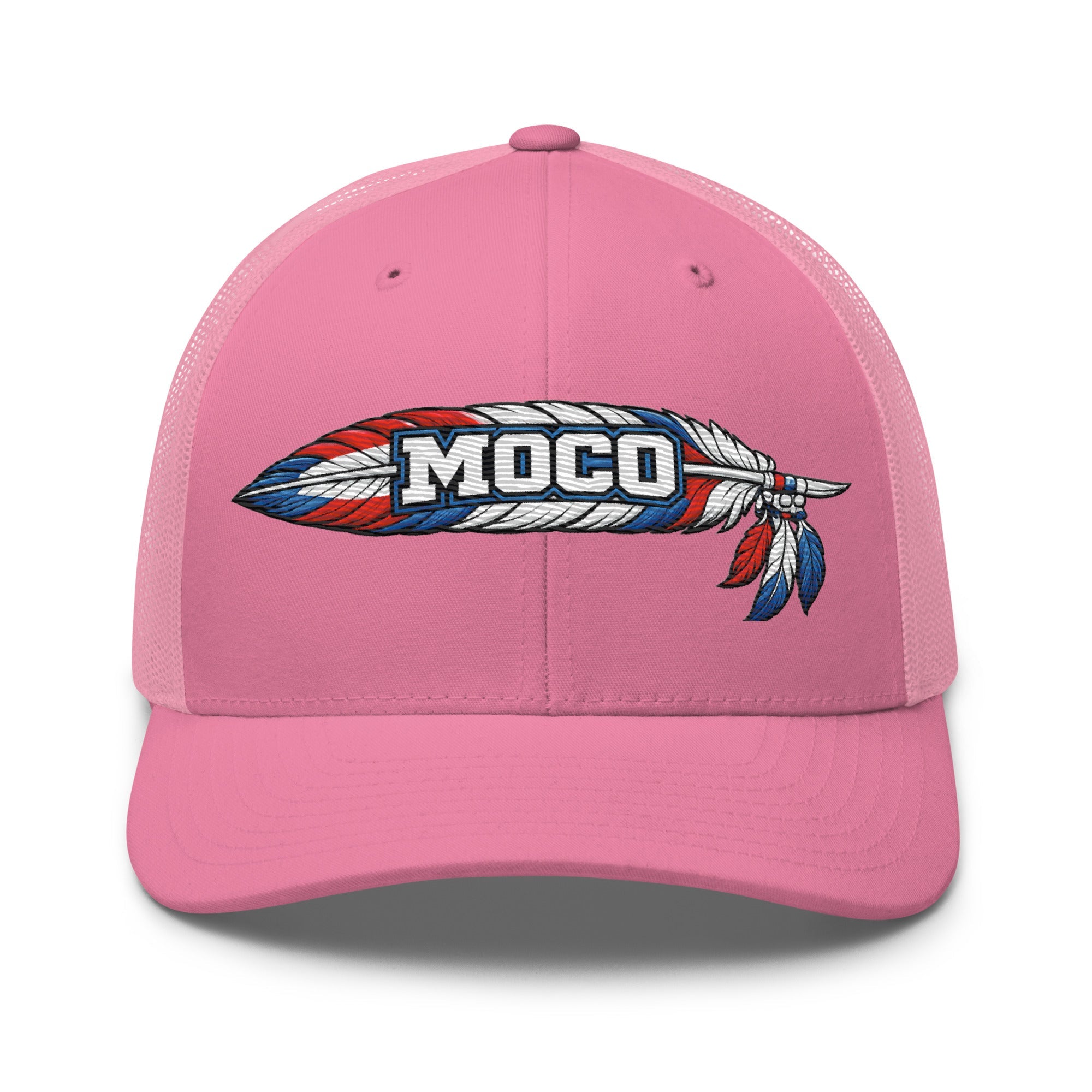 MOCO Feather Heritage Trucker Hat | Embroidered Red White Blue Design - Bluegrass Elite Apparel LLC