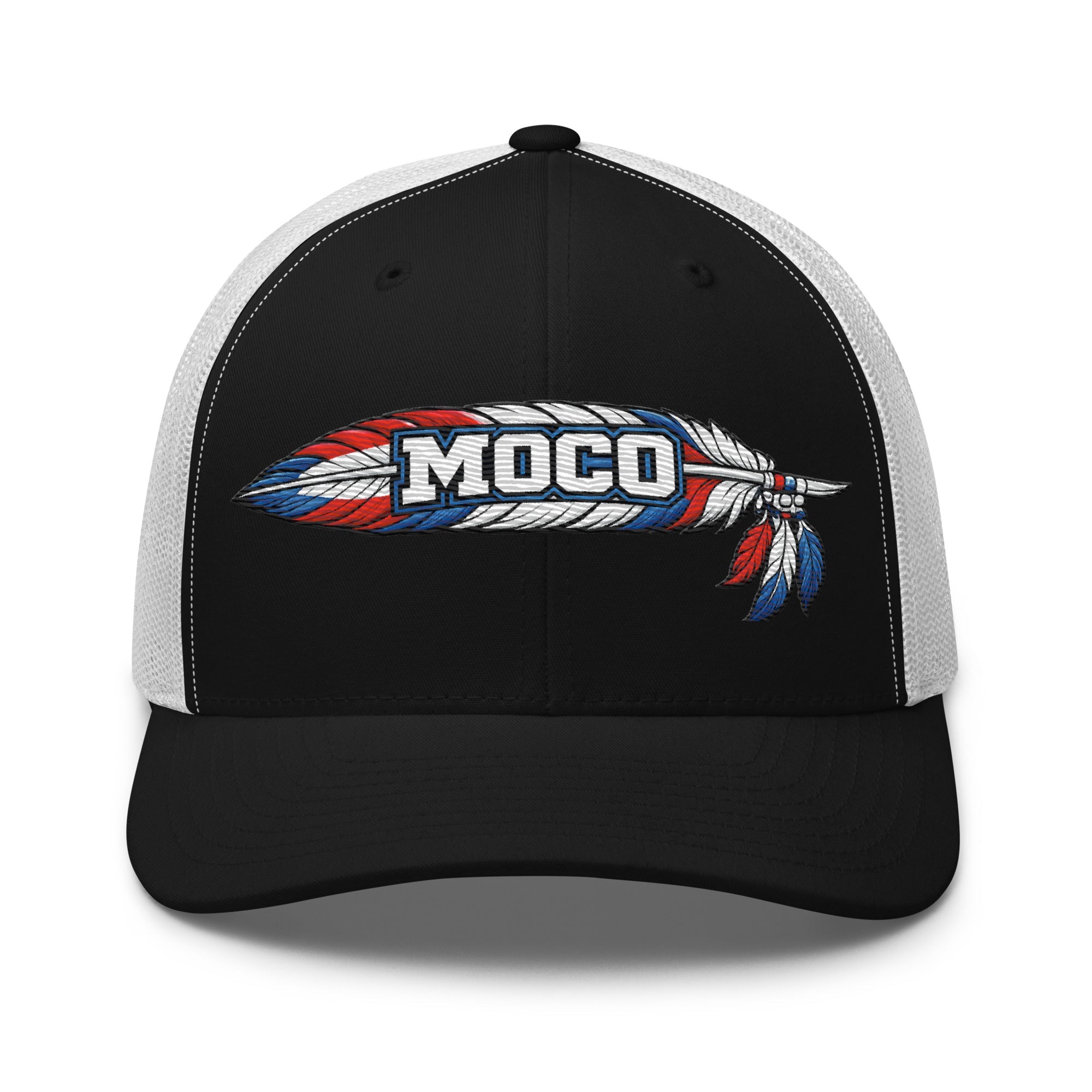 MOCO Feather Heritage Trucker Hat | Embroidered Red White Blue Design - Bluegrass Elite Apparel LLC