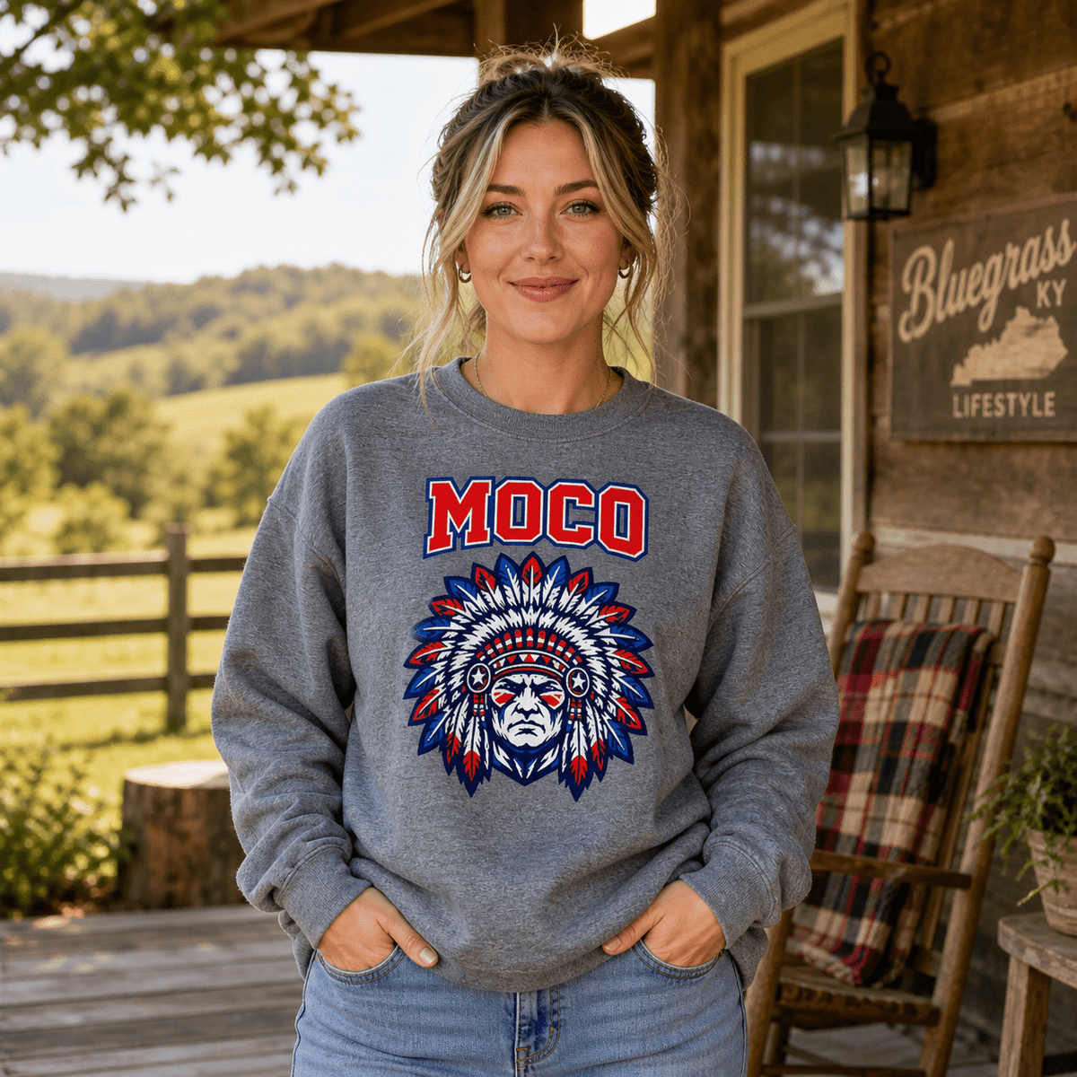 MOCO Patriotic Heritage Graphic Sweatshirt | Vintage Block Design - Bluegrass Elite Apparel LLC