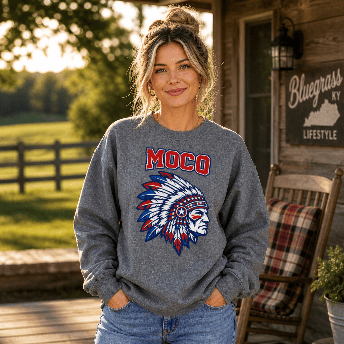 MOCO Patriotic Heritage Sweatshirt | Vintage Block Graphic - Bluegrass Elite Apparel LLC