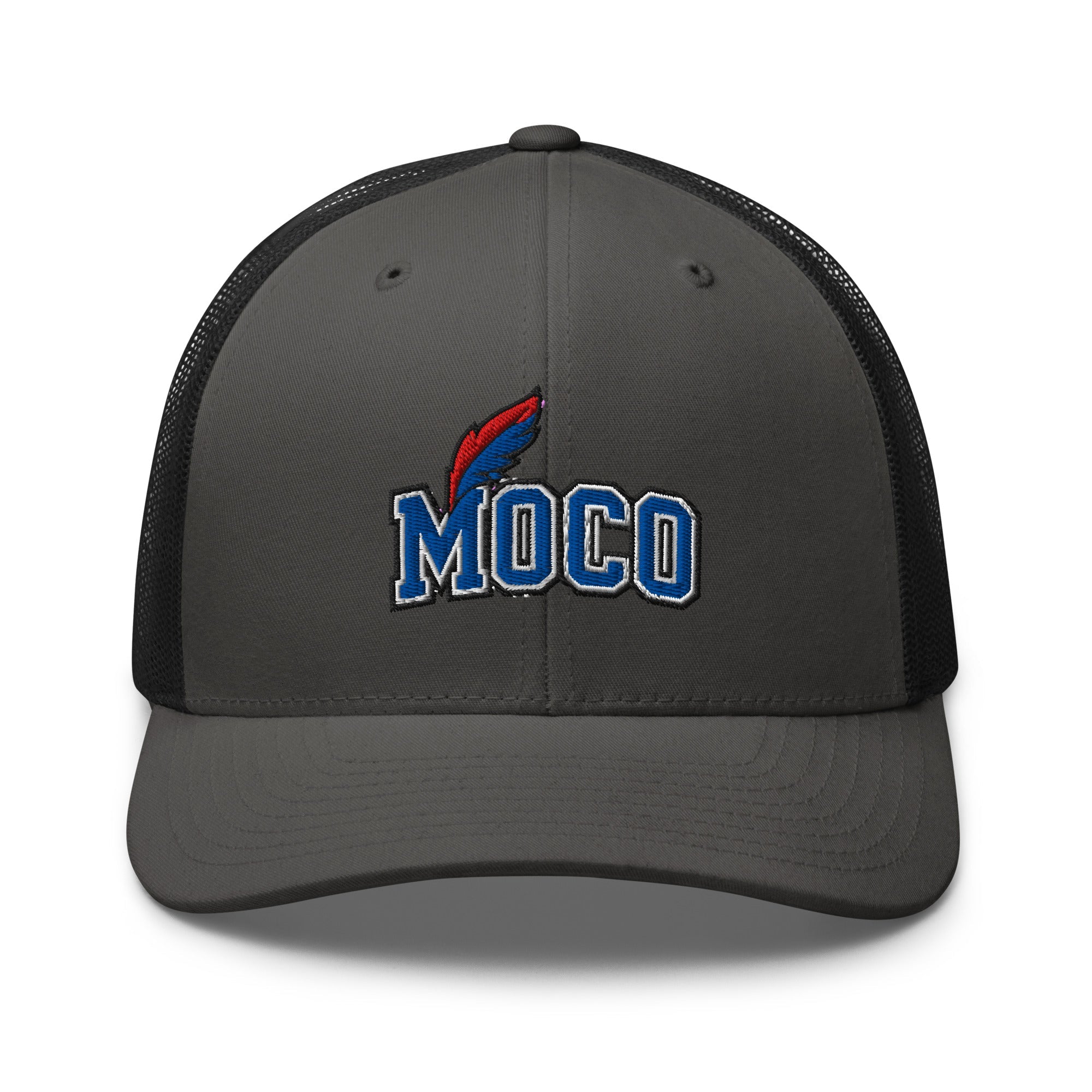 MOCO Script Feather Trucker Hat | Bluegrass Heritage Design - Bluegrass Elite Apparel LLC