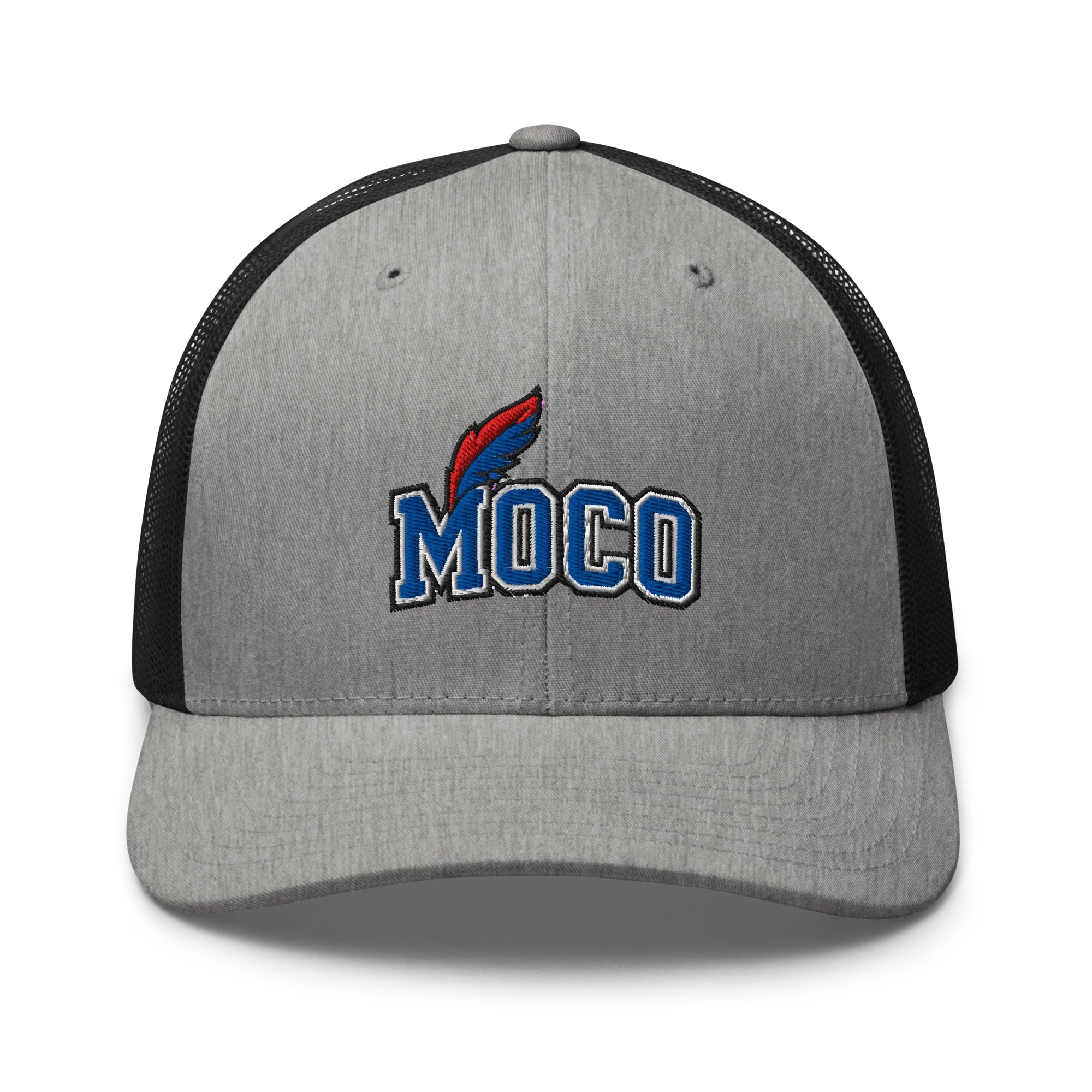 MOCO Script Feather Trucker Hat | Bluegrass Heritage Design - Bluegrass Elite Apparel LLC