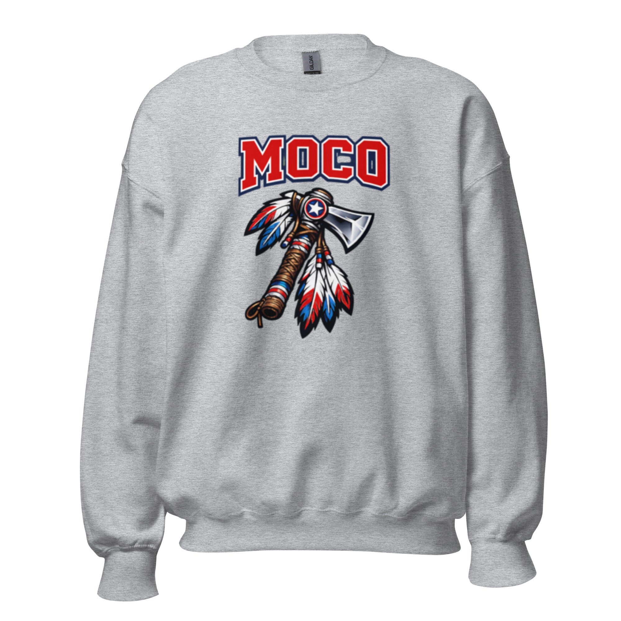 MOCO Tomahawk Feather Heritage Sweatshirt | Vintage Block Design - Bluegrass Elite Apparel LLC