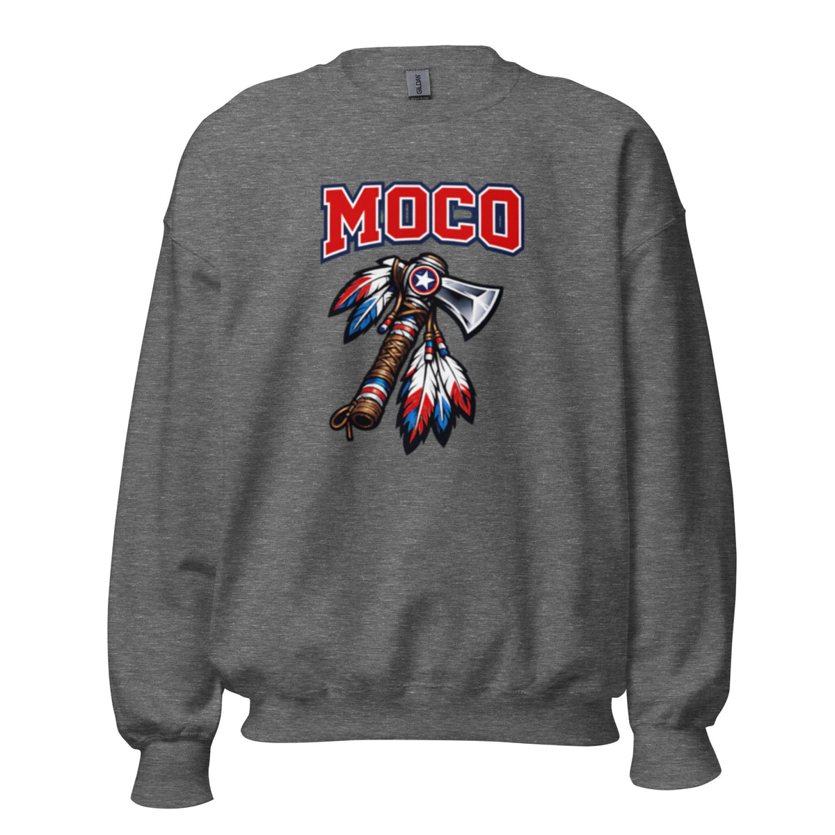 MOCO Tomahawk Feather Heritage Sweatshirt | Vintage Block Design - Bluegrass Elite Apparel LLC