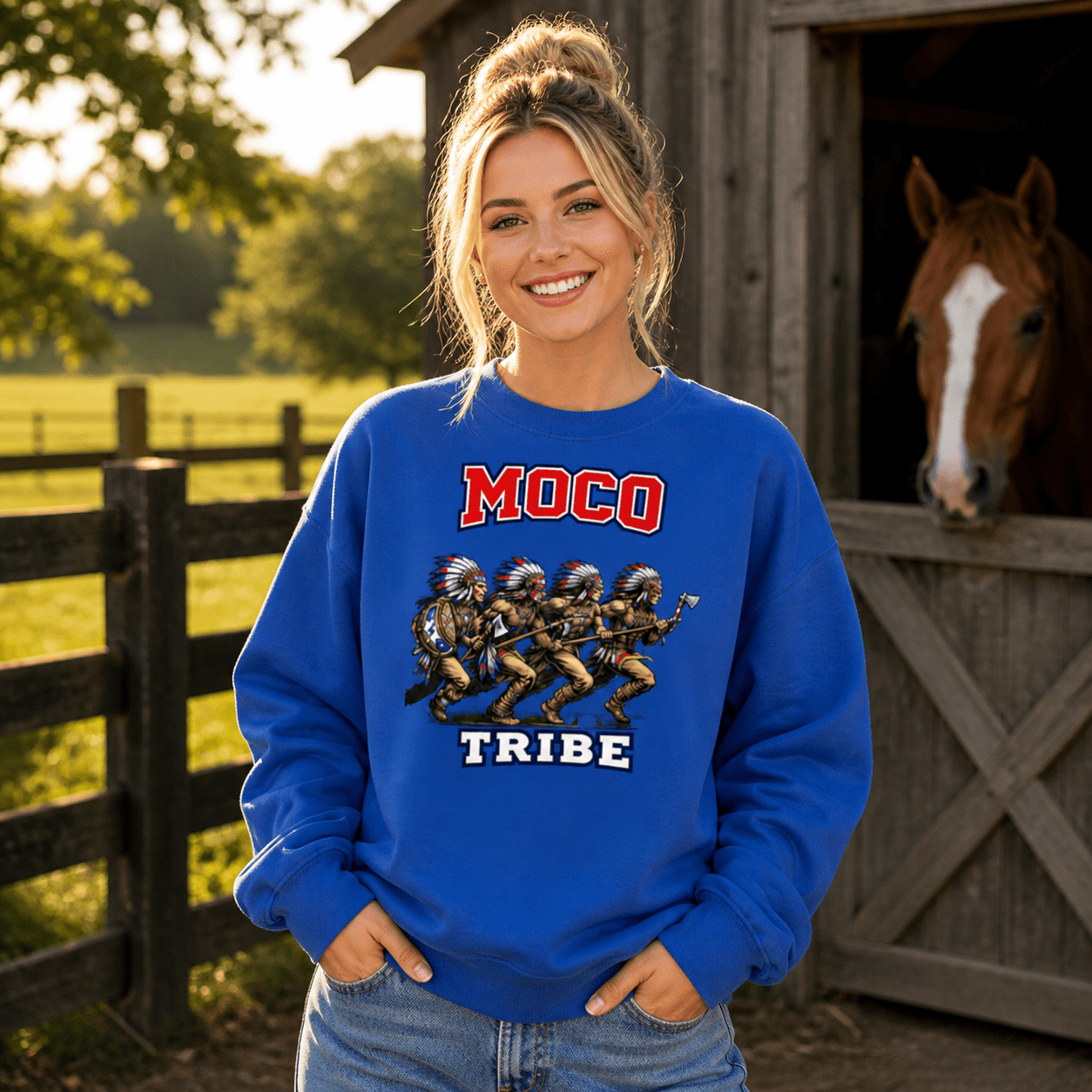 MOCO Tribe Warrior Graphic Sweatshirt | Vintage Heritage Design - Bluegrass Elite Apparel LLC