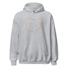 Orange Cincy Hoodie | Ohio Outline Minimalist Design | Unisex - Bluegrass Elite Apparel LLC