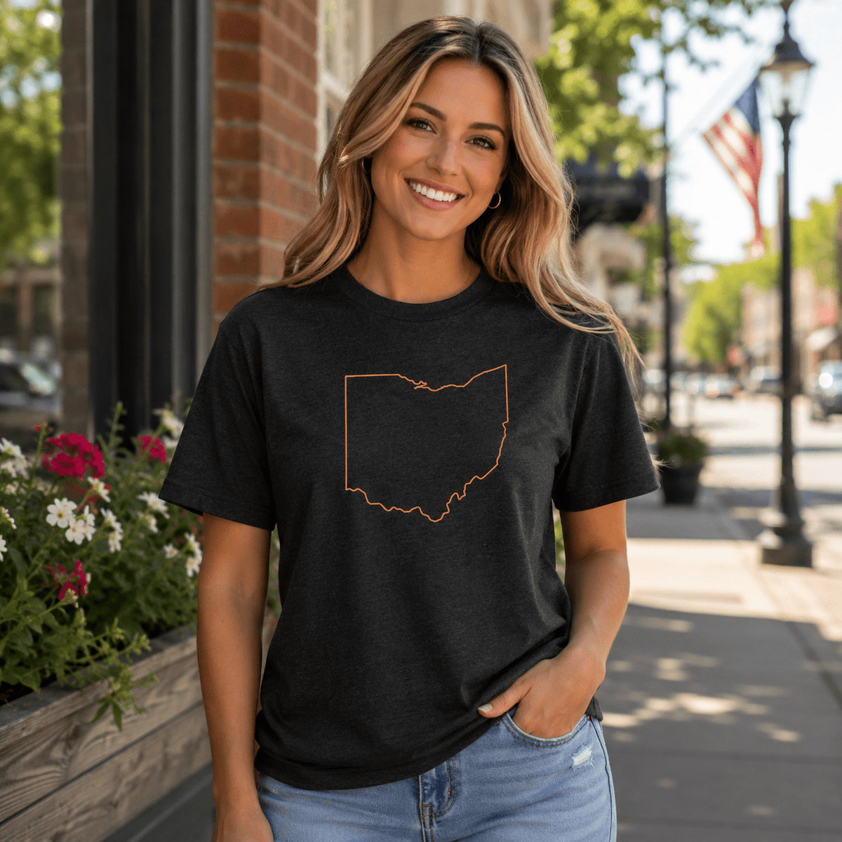 Orange Cincy T-Shirt | Ohio Outline Design | Elite - Bluegrass Elite Apparel LLC