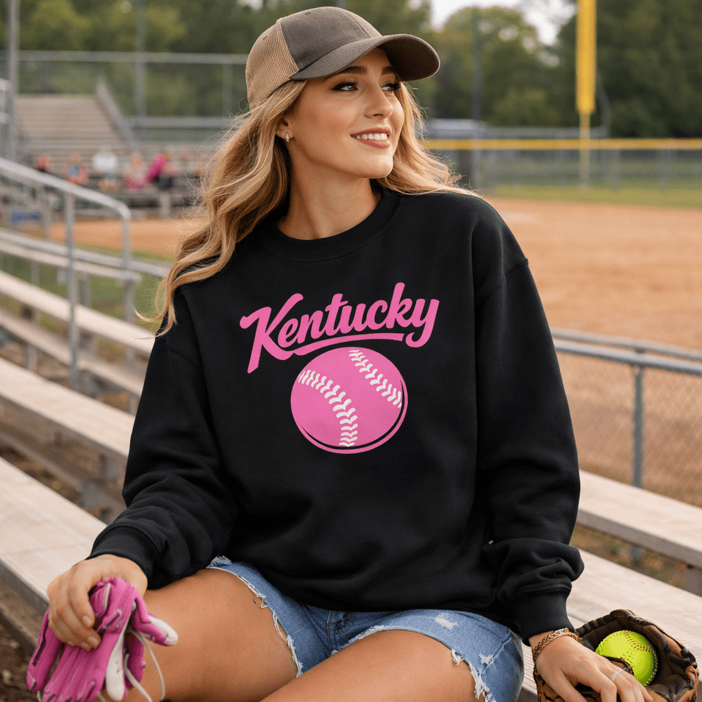 Pink Kentucky Script Softball Sweatshirt | Classic Crewneck - Bluegrass Elite Apparel LLC