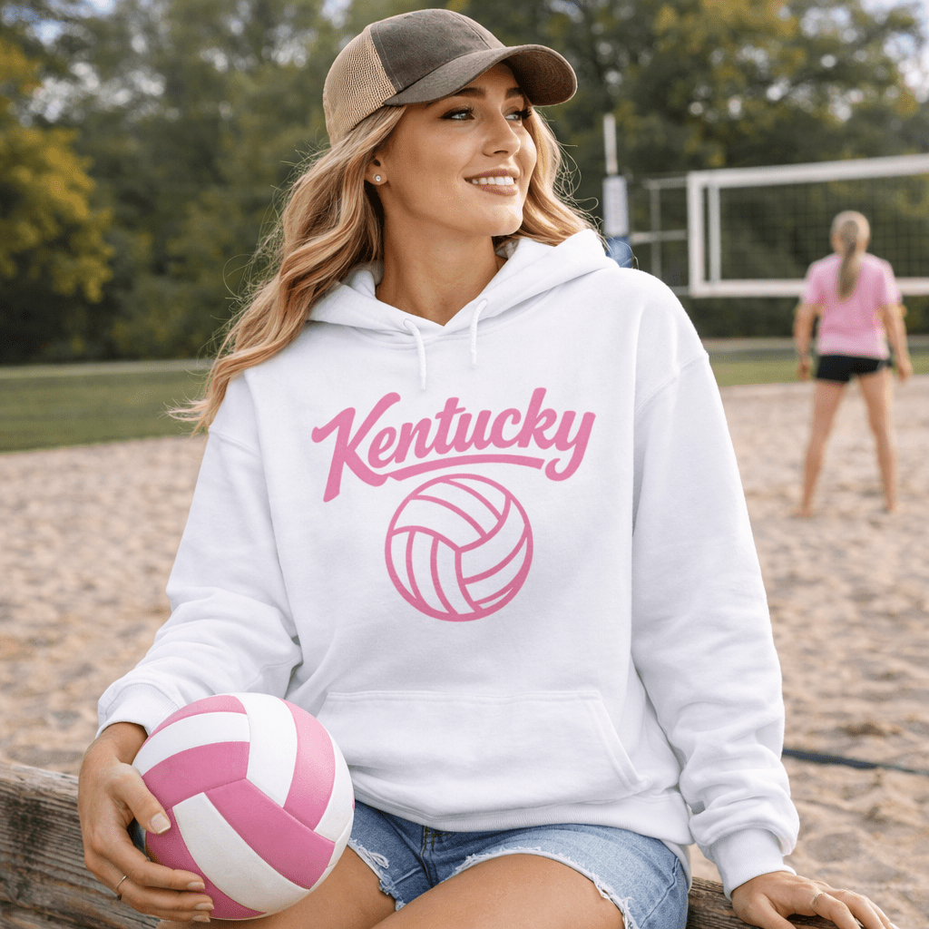 Pink Kentucky Script Volleyball Hoodie | Classic Pullover - Bluegrass Elite Apparel LLC