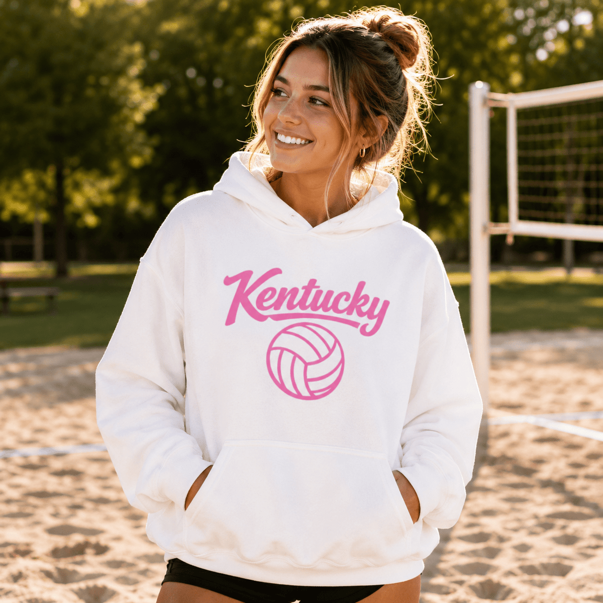 Pink Kentucky Script Volleyball Hoodie | Classic Pullover - Bluegrass Elite Apparel LLC