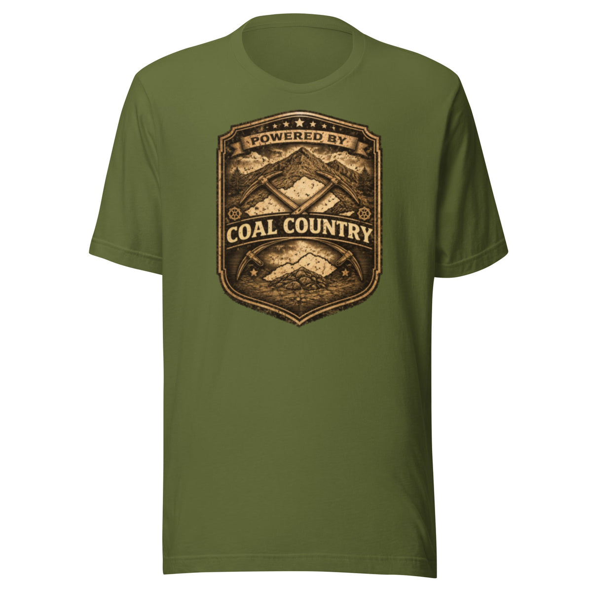 Powered by Coal Country Shirt | Vintage Industrial Badge Design | Classic - Bluegrass Elite Apparel LLC