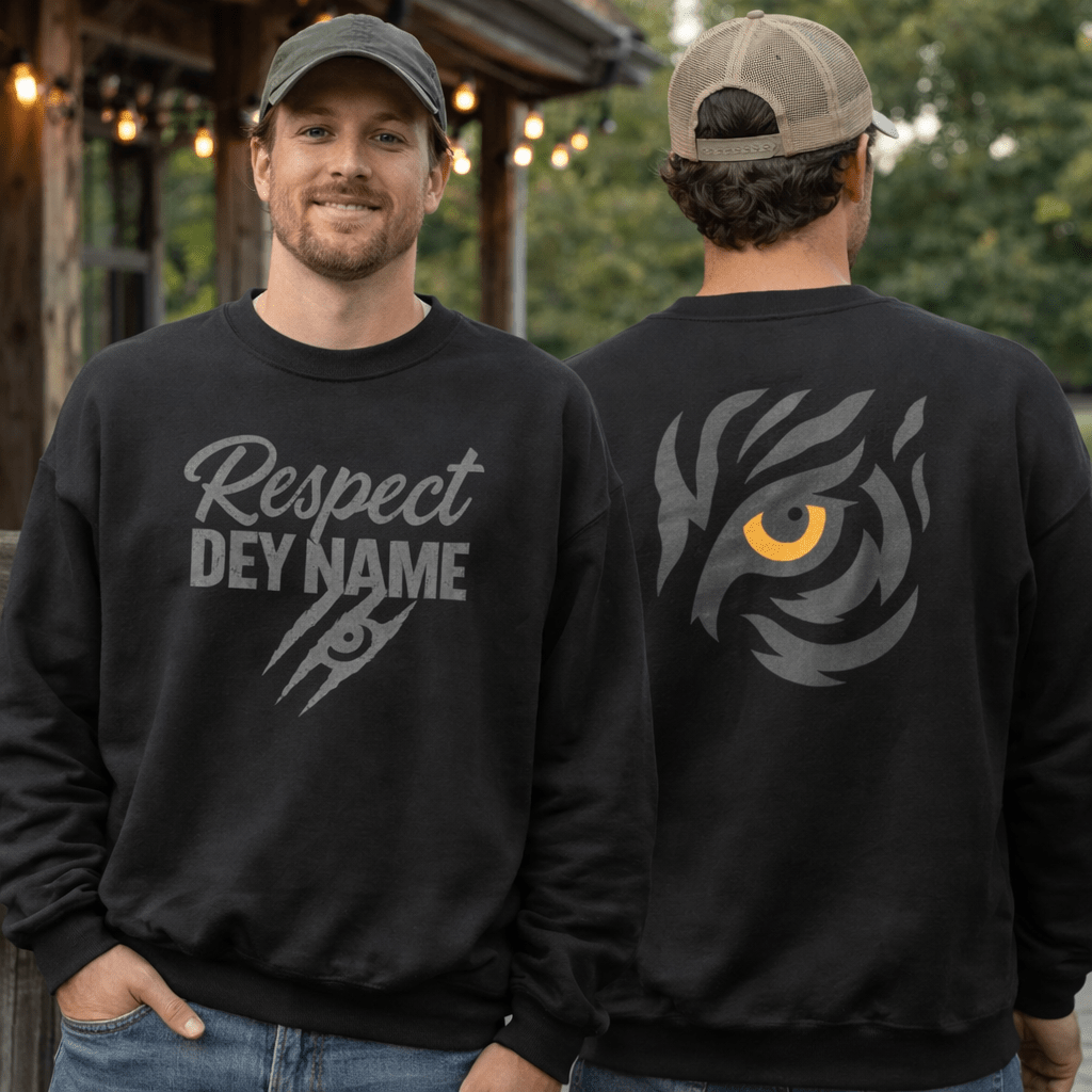 Respect Dey Name Sweatshirt | Fierce Tiger Eye Design | Unisex Fit - Bluegrass Elite Apparel LLC