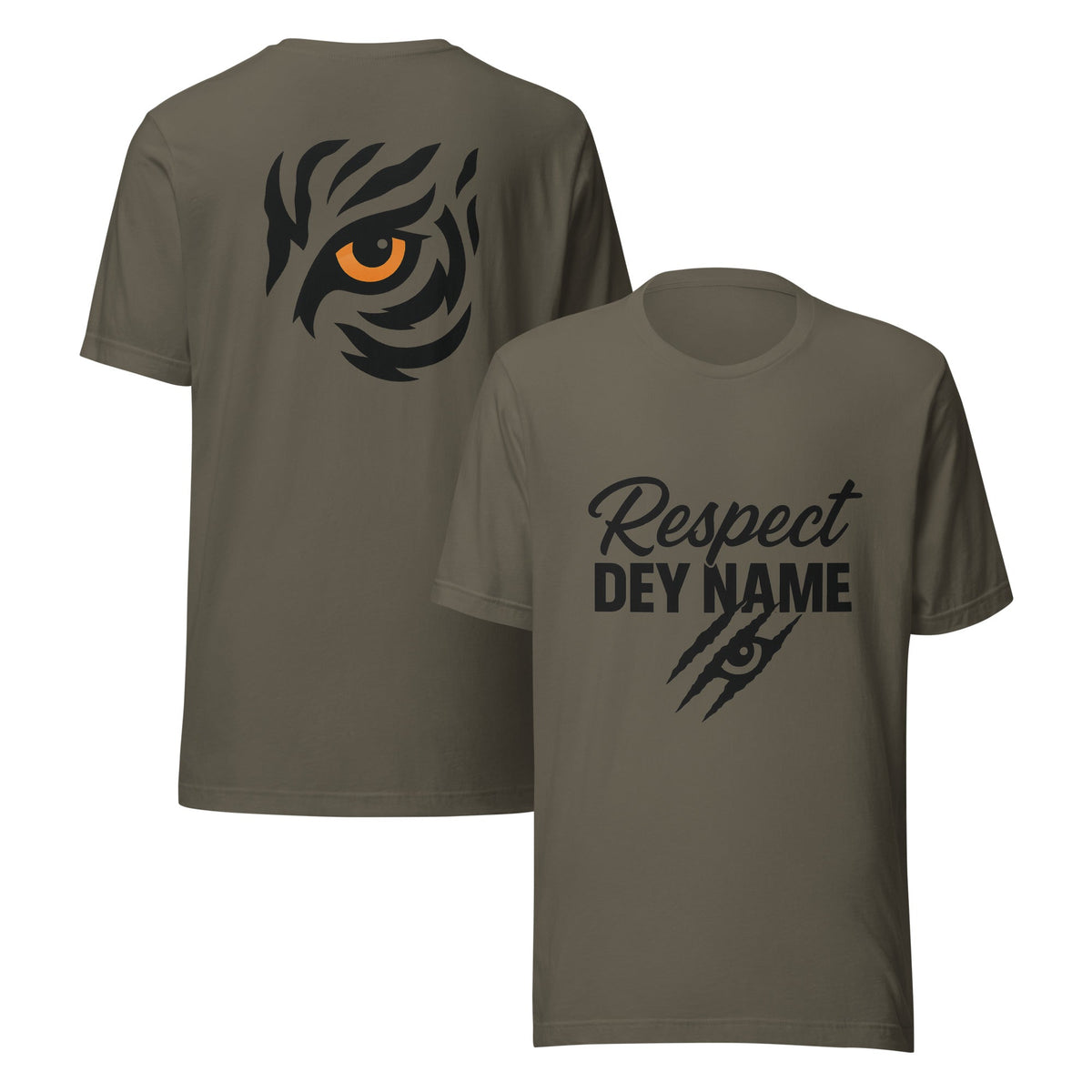 Respect Dey Name T-Shirt | Clawed Script & Tiger Eye Design | Elite - Bluegrass Elite Apparel LLC