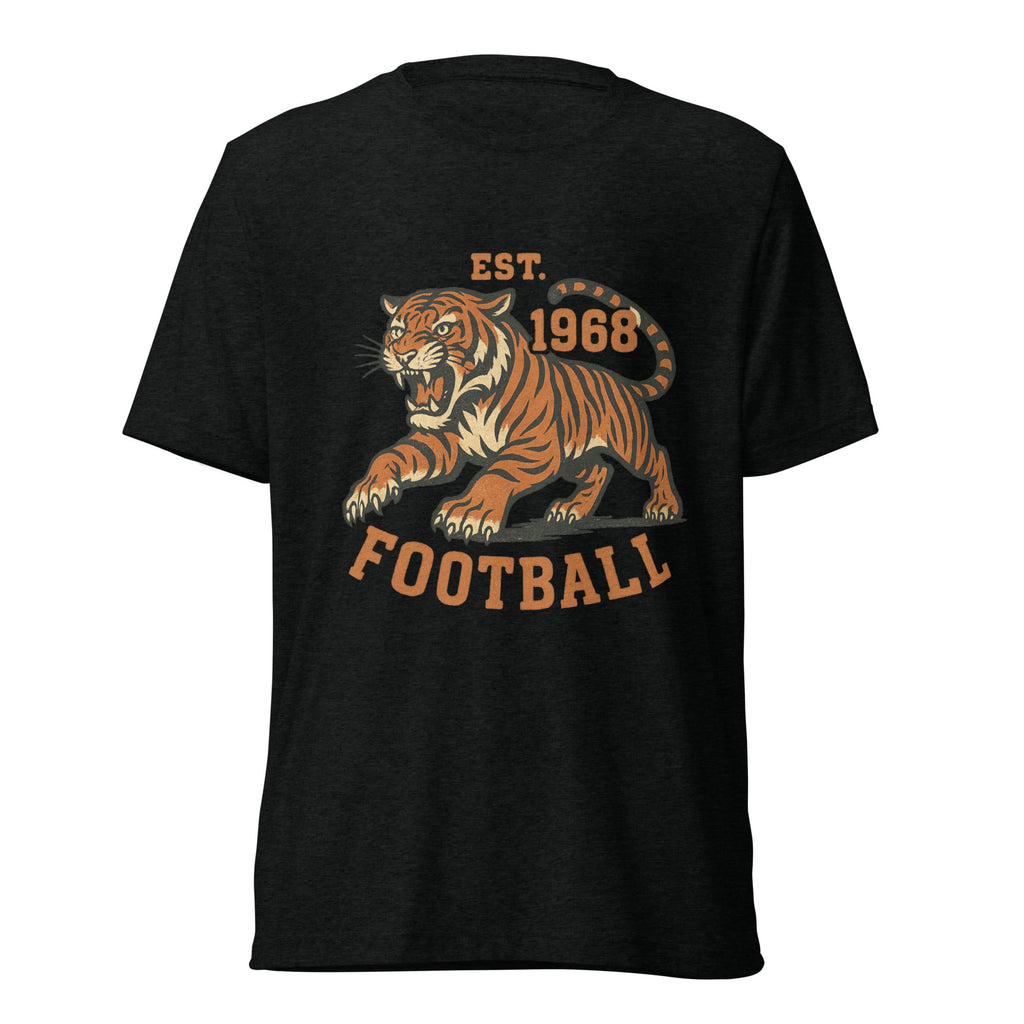 Retro Tiger Football T-Shirt | Est. 1968 Vintage Style | Elite Tri - Blend - Bluegrass Elite Apparel LLC