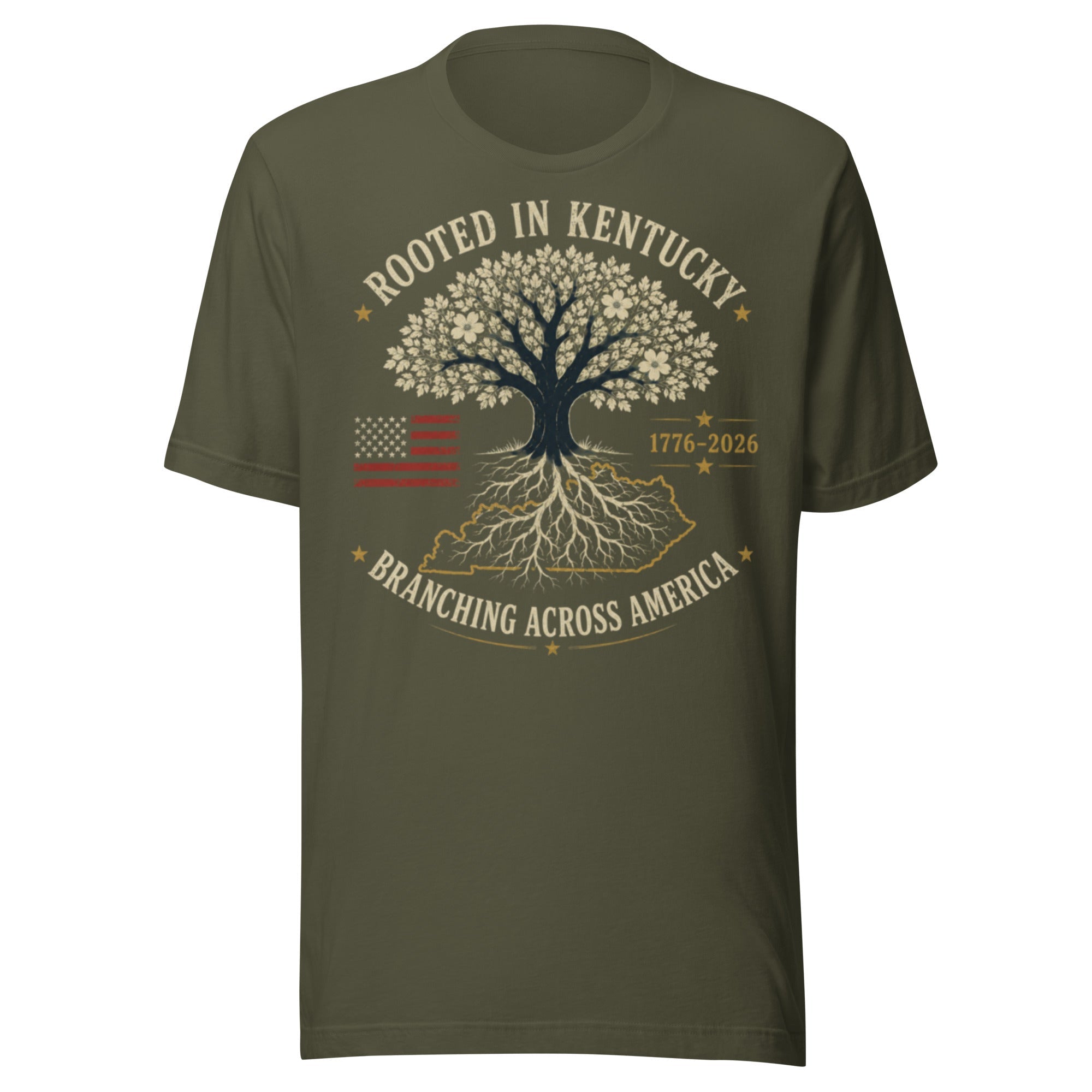 Rooted in Kentucky Branching Across America T-Shirt | Heritage Tree Design | Classic - Bluegrass Elite Apparel LLC