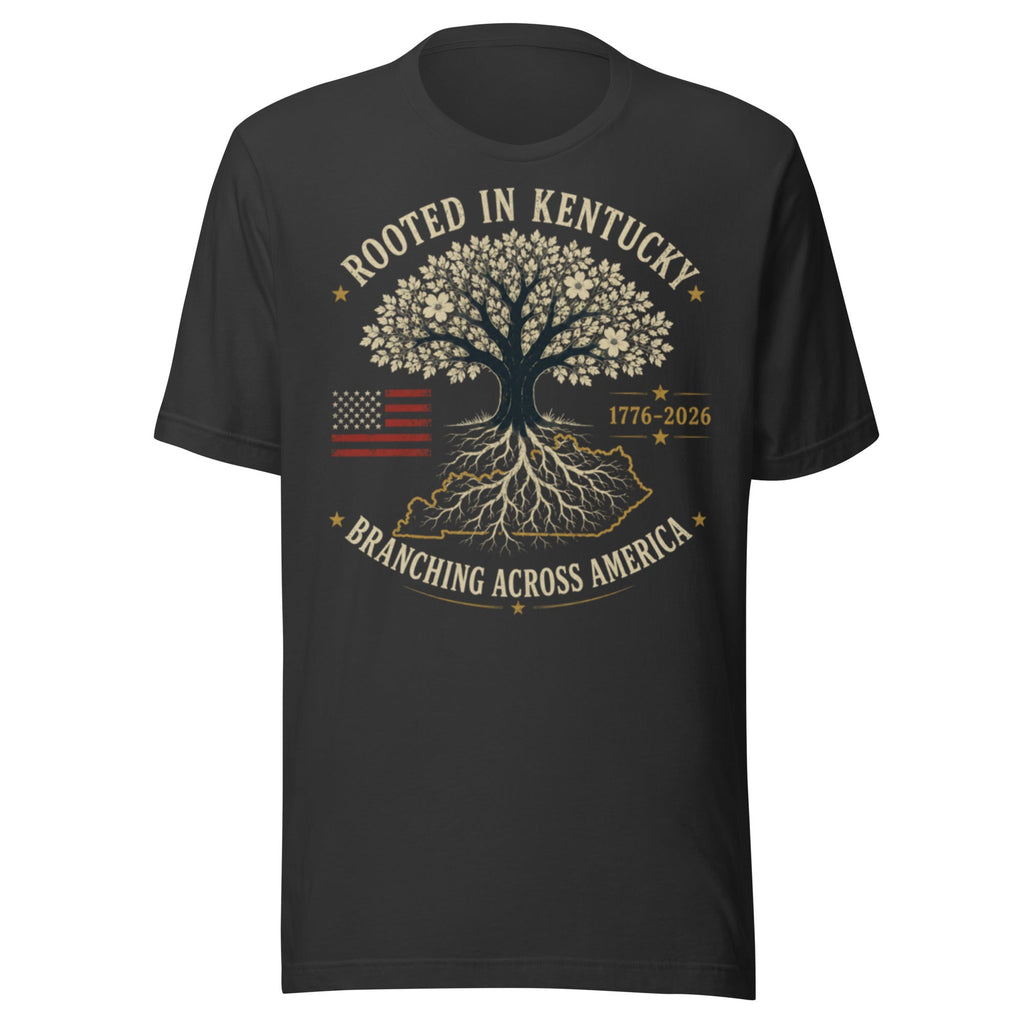 Rooted in Kentucky Branching Across America T-Shirt | Heritage Tree Design | Classic - Bluegrass Elite Apparel LLC