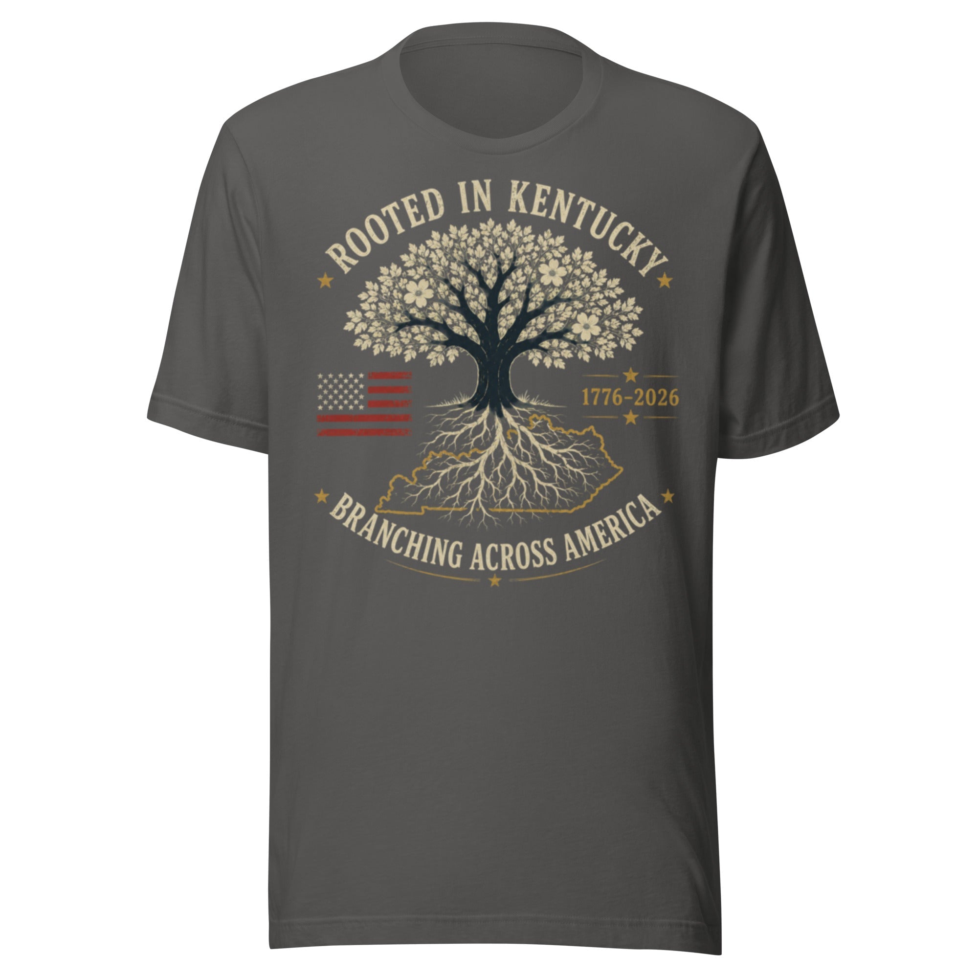 Rooted in Kentucky Branching Across America T-Shirt | Heritage Tree Design | Classic - Bluegrass Elite Apparel LLC