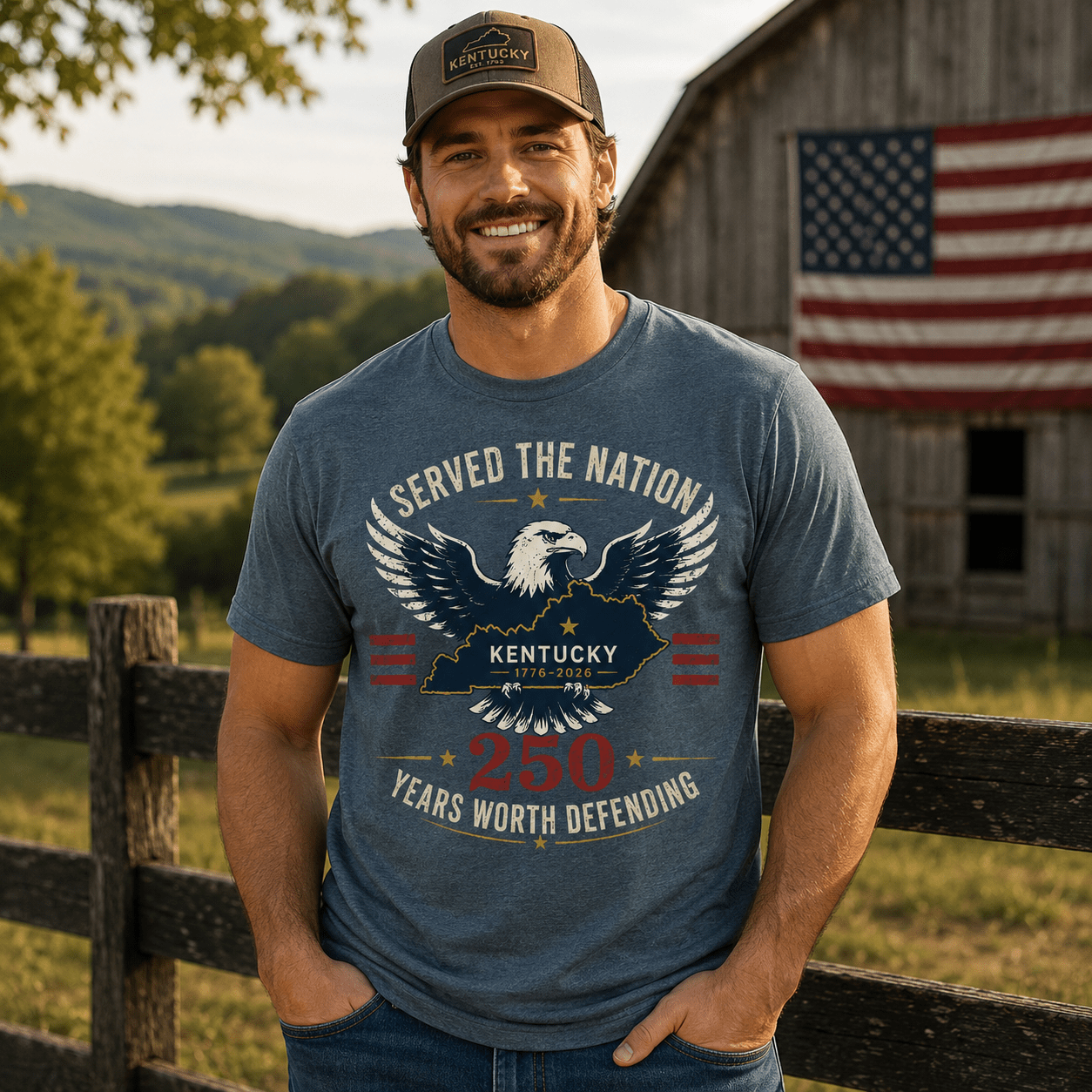 Served the Nation 250 Heritage T-Shirt | Eagle Kentucky Design | Classic - Bluegrass Elite Apparel LLC