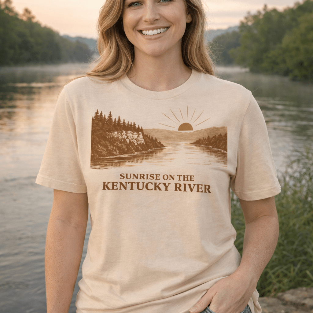 Sunrise Kentucky River Shirt | Minimal Two Tone Bluff Design | Classic - Bluegrass Elite Apparel LLC