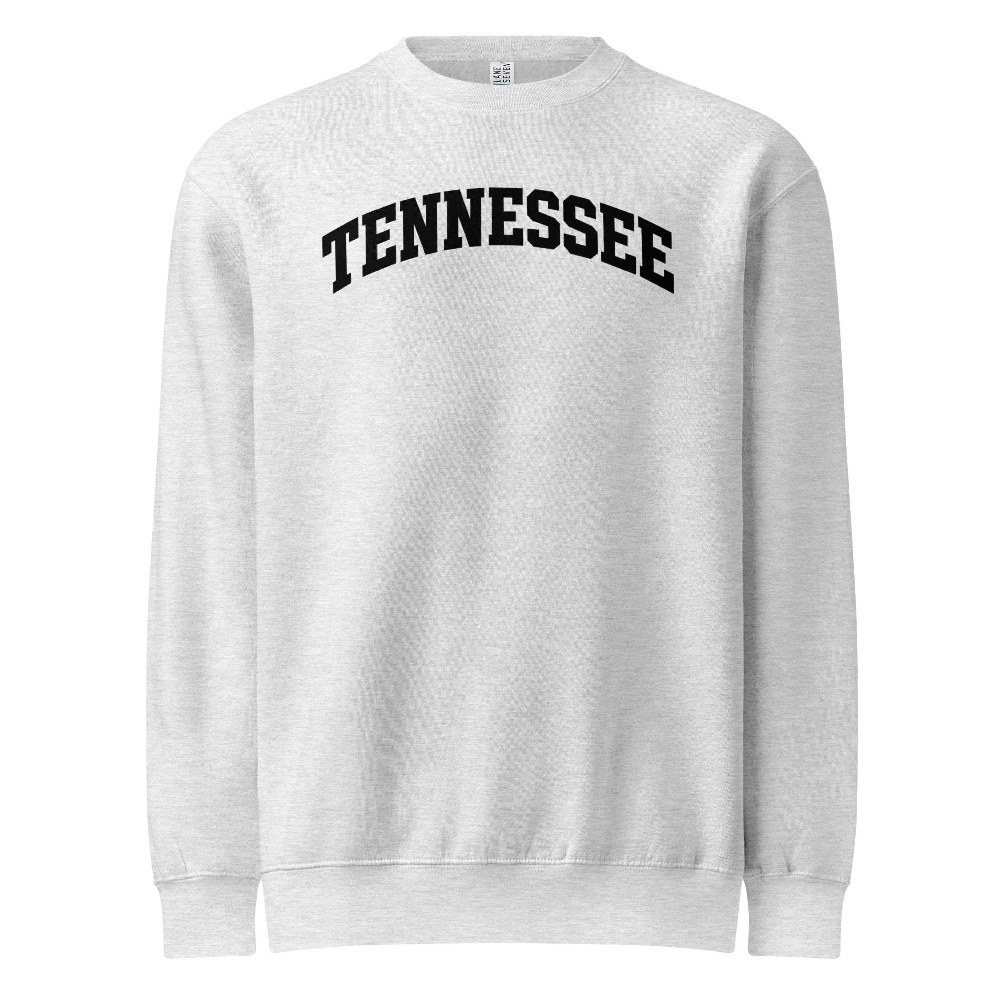 Tennessee Crewneck Sweatshirt | Arched Block Letter Design | Premium Fit - Bluegrass Elite Apparel LLC