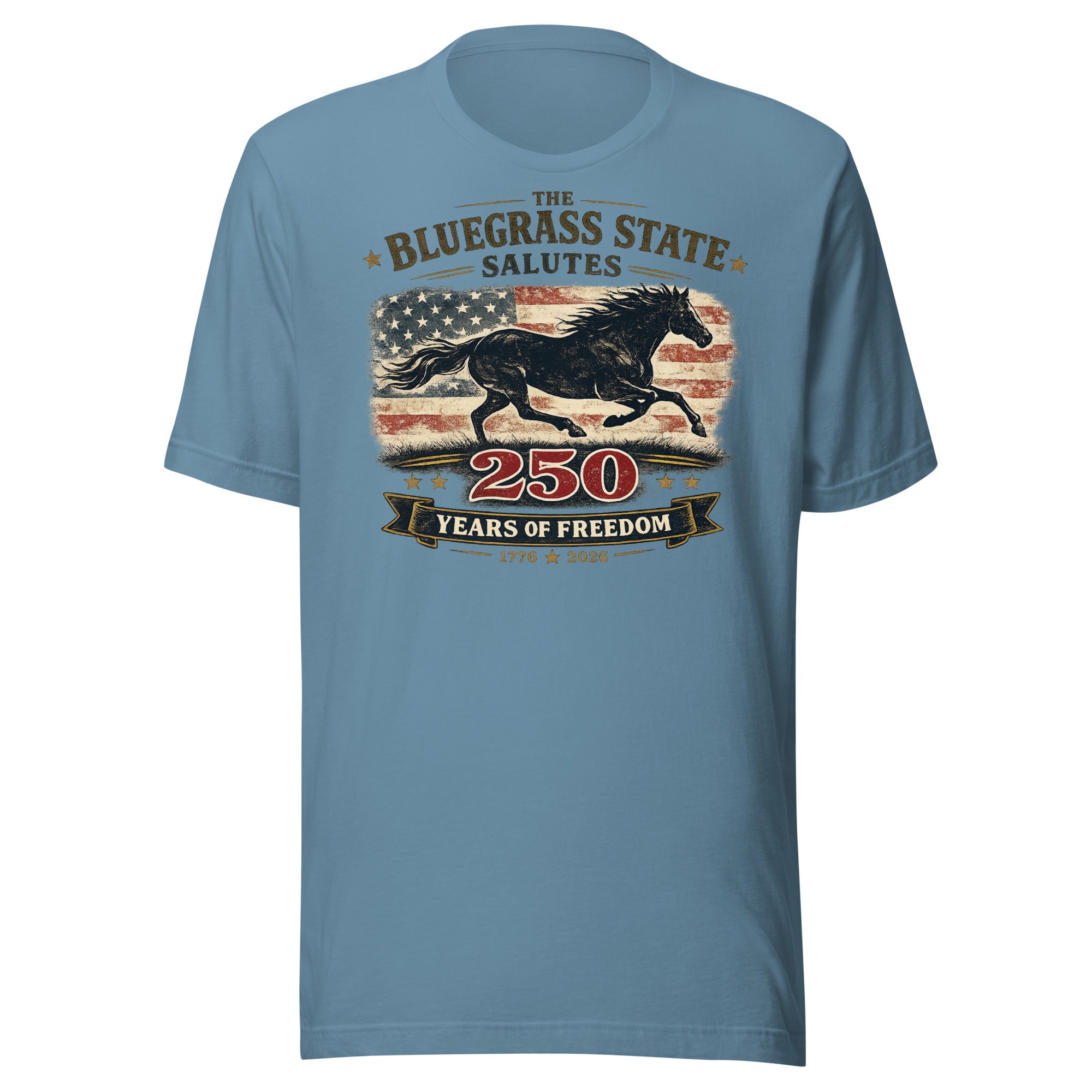 The Bluegrass State Salutes 250 Years of Freedom T-Shirt | Running Horse Heritage Design | Classic - Bluegrass Elite Apparel LLC