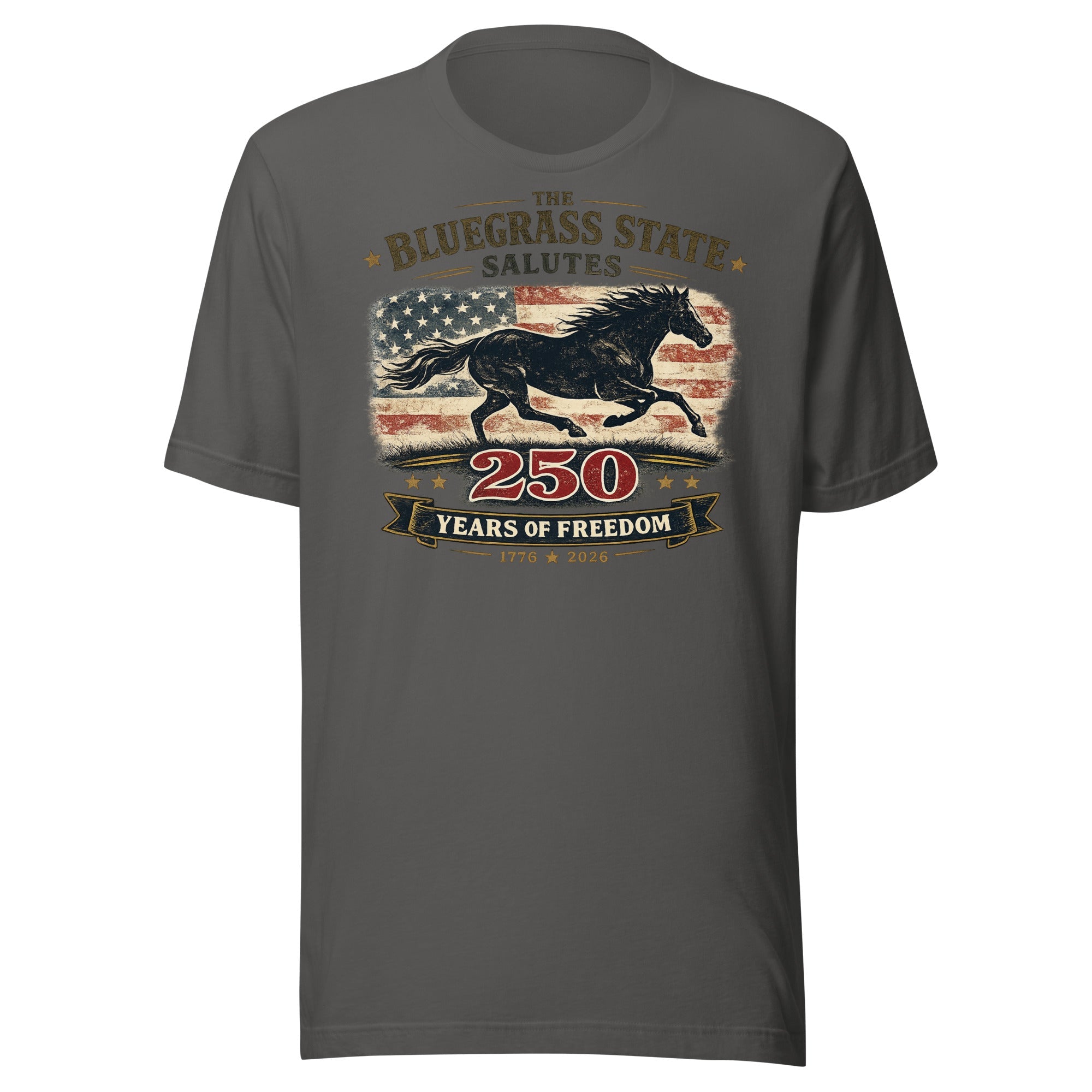 The Bluegrass State Salutes 250 Years of Freedom T-Shirt | Running Horse Heritage Design | Classic - Bluegrass Elite Apparel LLC