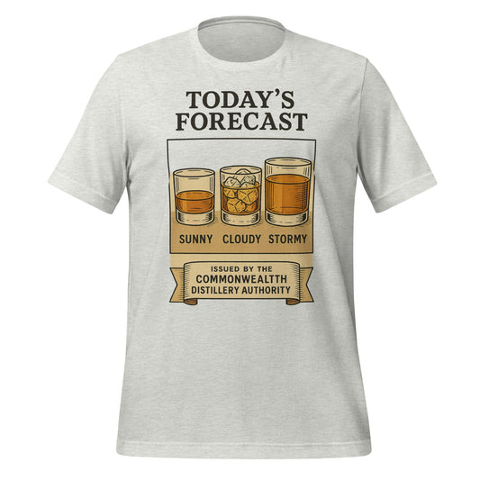 Today’s Forecast Whiskey T-Shirt | Illustrated Bourbon Weather Design | Classic Airlume Cotton - Bluegrass Elite Apparel LLC