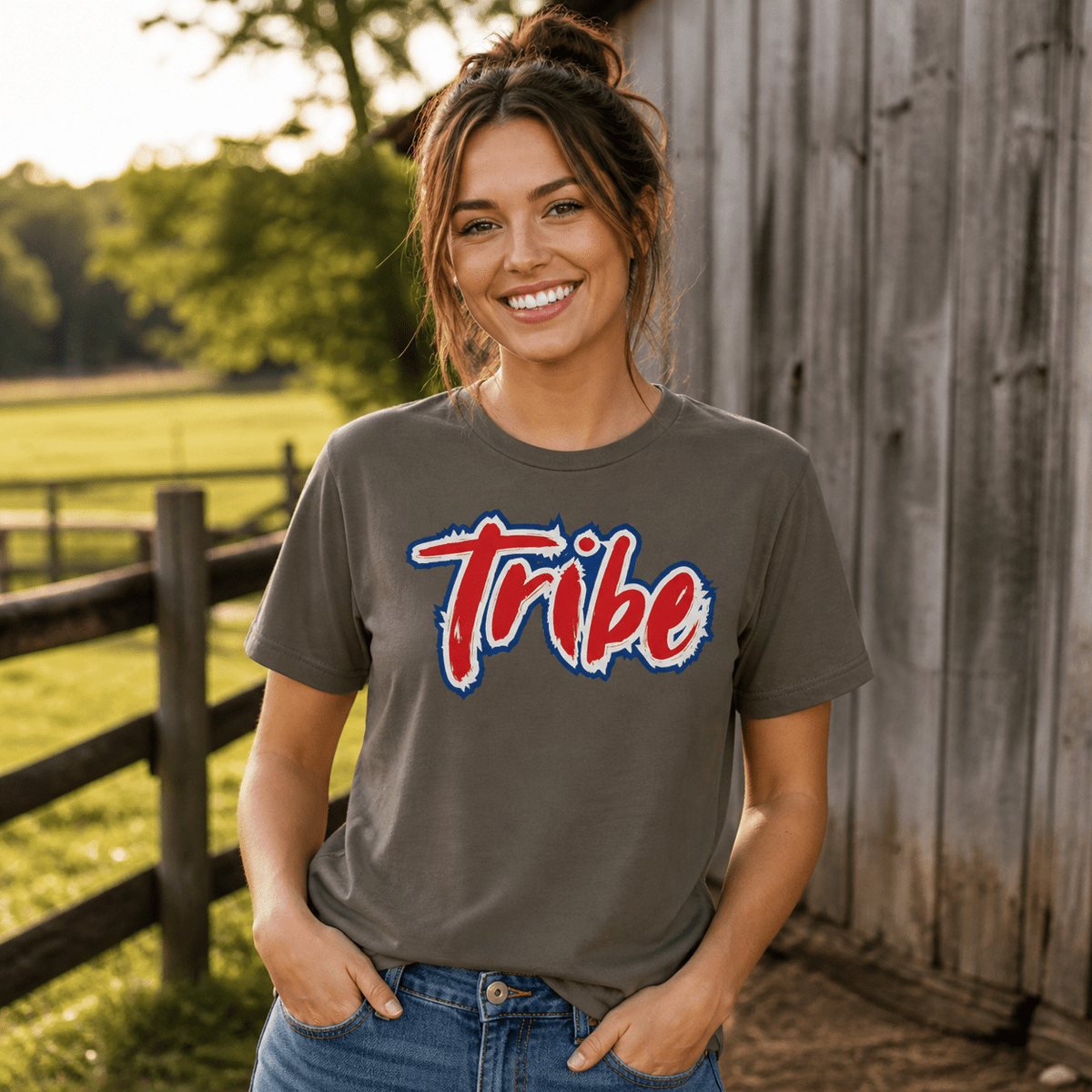 Tribe Script Graphic Tee | Vintage Brush Design | Classic - Bluegrass Elite Apparel LLC
