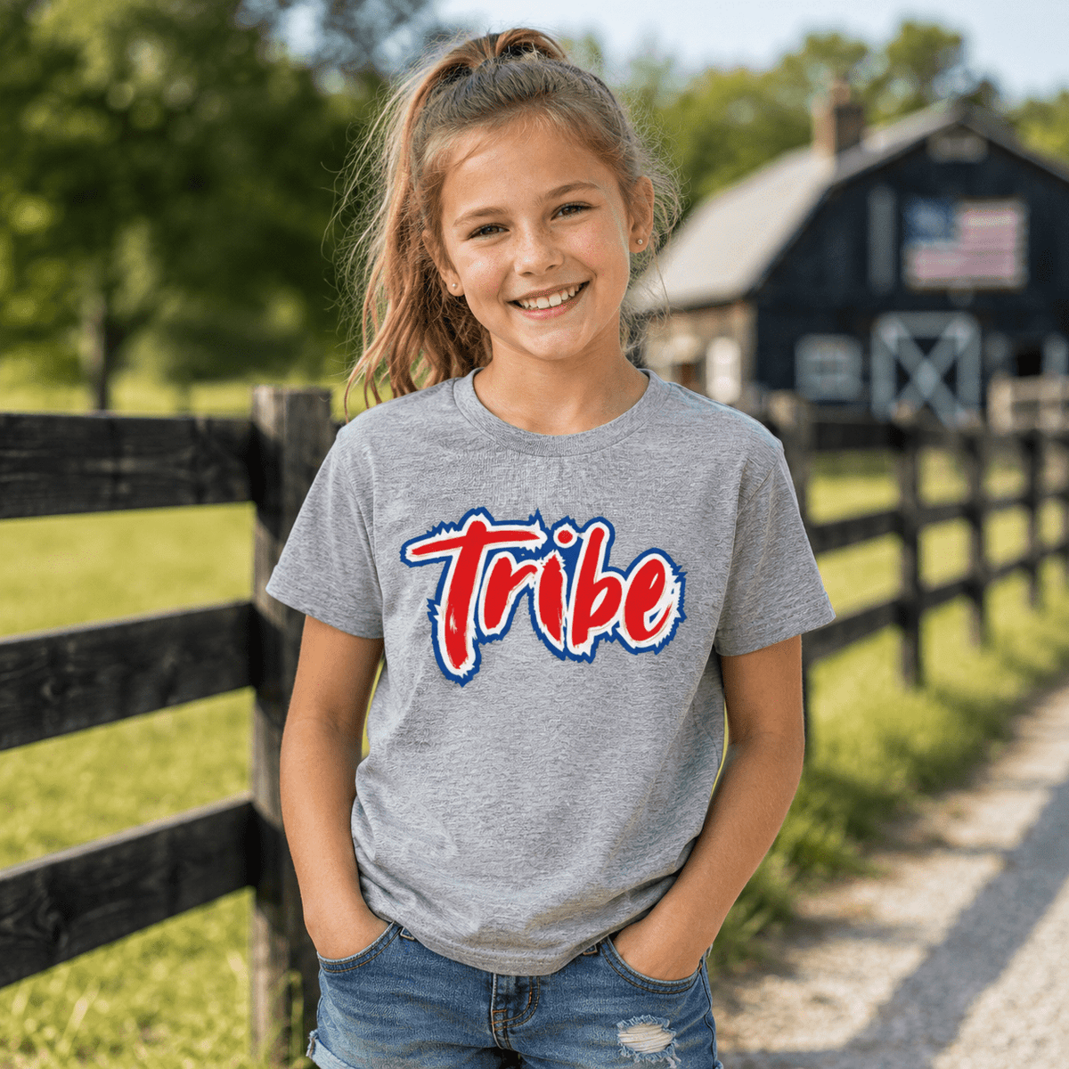 Tribe Script Youth Tee | Vintage Brush Design | Classic - Bluegrass Elite Apparel LLC