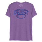 Front view of a heather purple T-shirt with blue outlined Kentucky block lettering above a football outline.