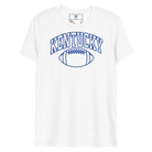 Front view of a white T-shirt with blue outlined Kentucky block lettering above a football outline.