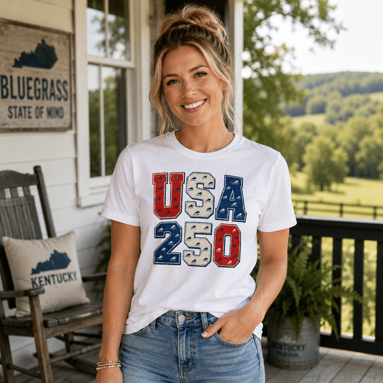 USA 250 Vintage Collegiate Women's Relaxed T-Shirt | Kentucky Heritage Design - Bluegrass Elite Apparel LLC