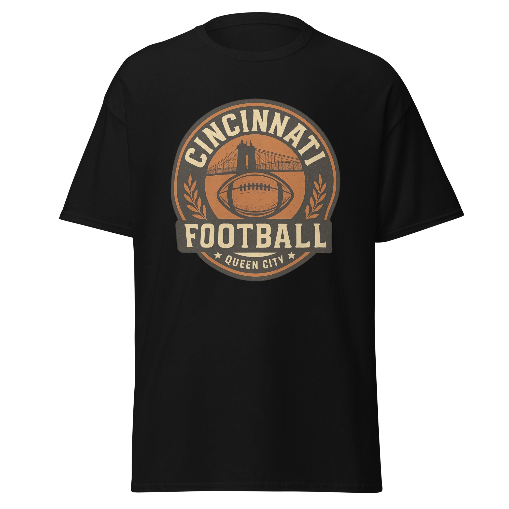 Vintage Cincinnati Football Emblem Tee | Queen City Logo | Basic Cotton - Bluegrass Elite Apparel LLC