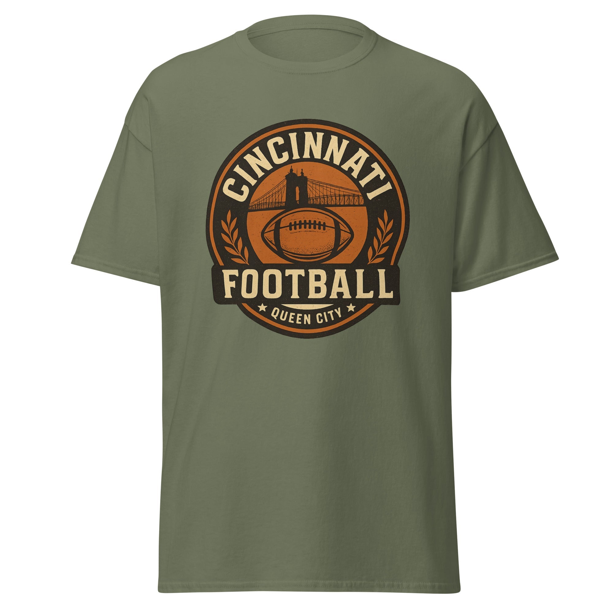 Vintage Cincinnati Football Emblem Tee | Queen City Logo | Basic Cotton - Bluegrass Elite Apparel LLC