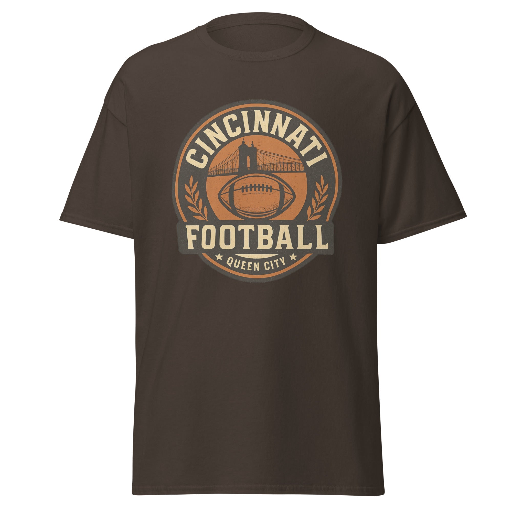 Vintage Cincinnati Football Emblem Tee | Queen City Logo | Basic Cotton - Bluegrass Elite Apparel LLC