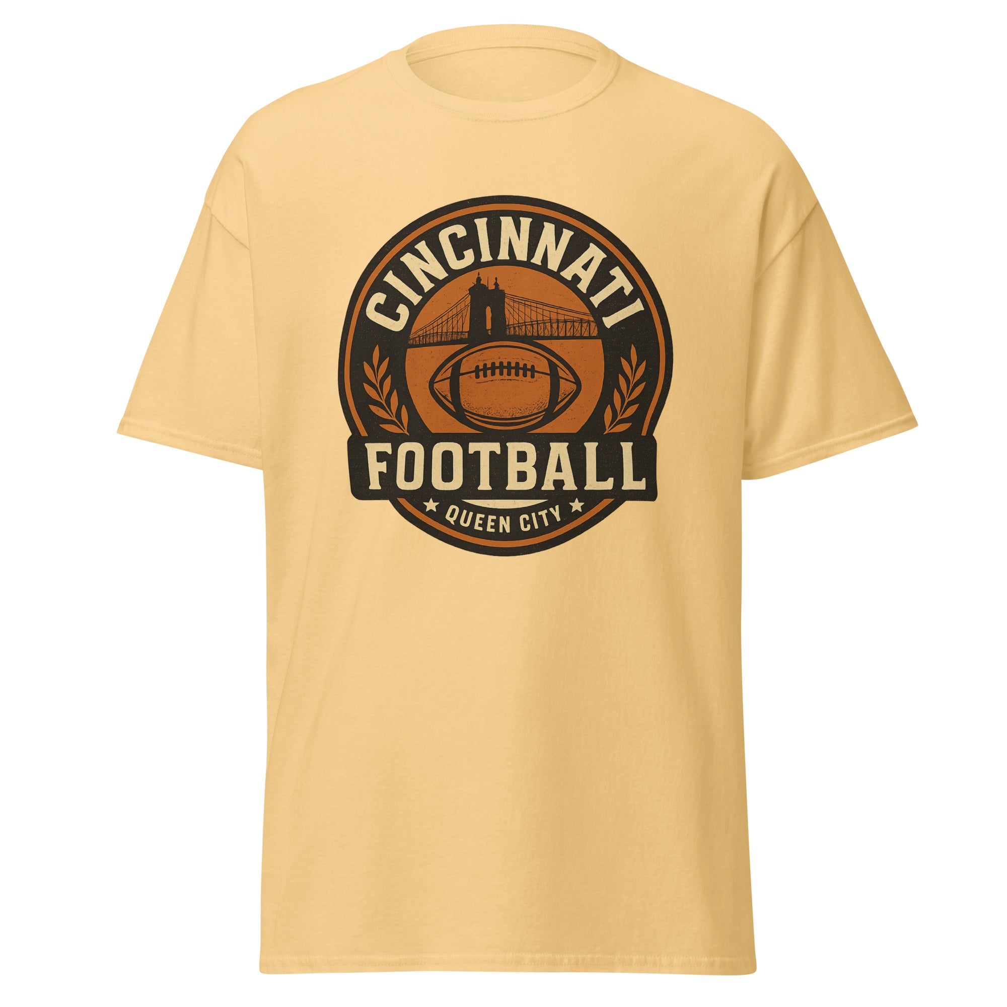 Vintage Cincinnati Football Emblem Tee | Queen City Logo | Basic Cotton - Bluegrass Elite Apparel LLC
