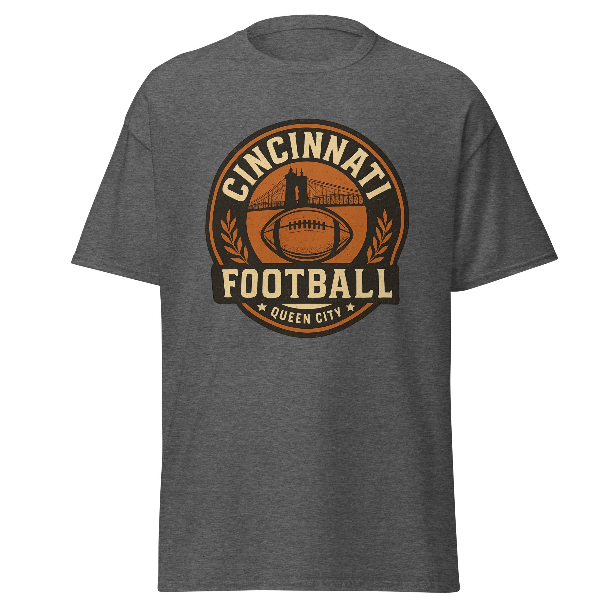 Vintage Cincinnati Football Emblem Tee | Queen City Logo | Basic Cotton - Bluegrass Elite Apparel LLC