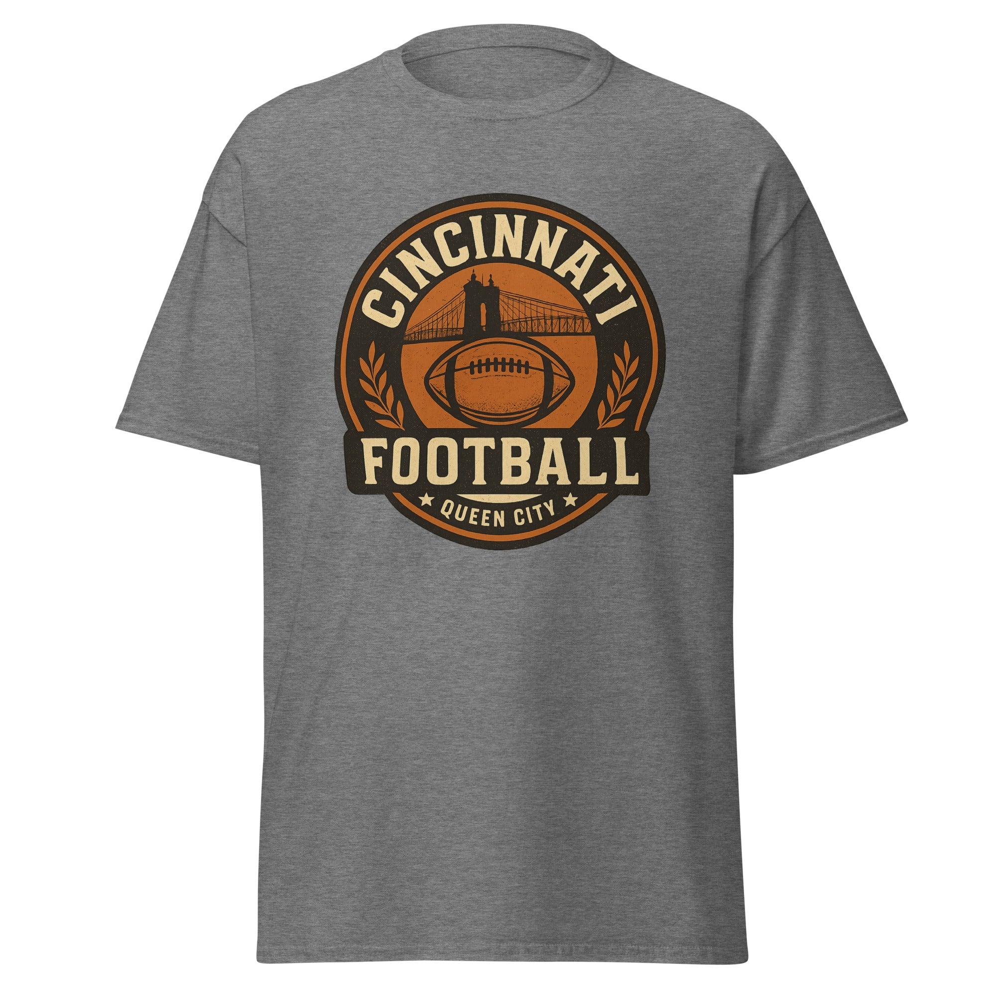 Vintage Cincinnati Football Emblem Tee | Queen City Logo | Basic Cotton - Bluegrass Elite Apparel LLC